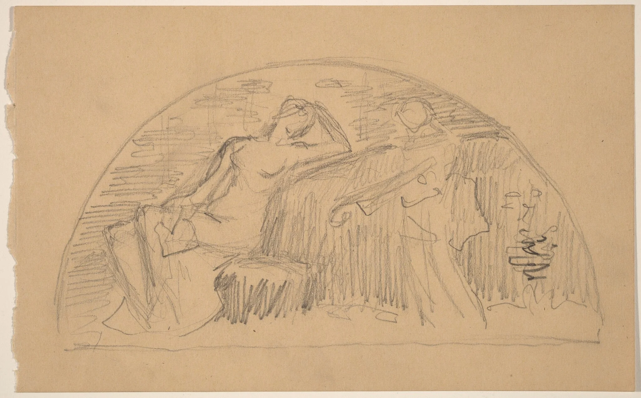 Study for a Lunette, by Charles Sprague Pearce, graphite, 1894