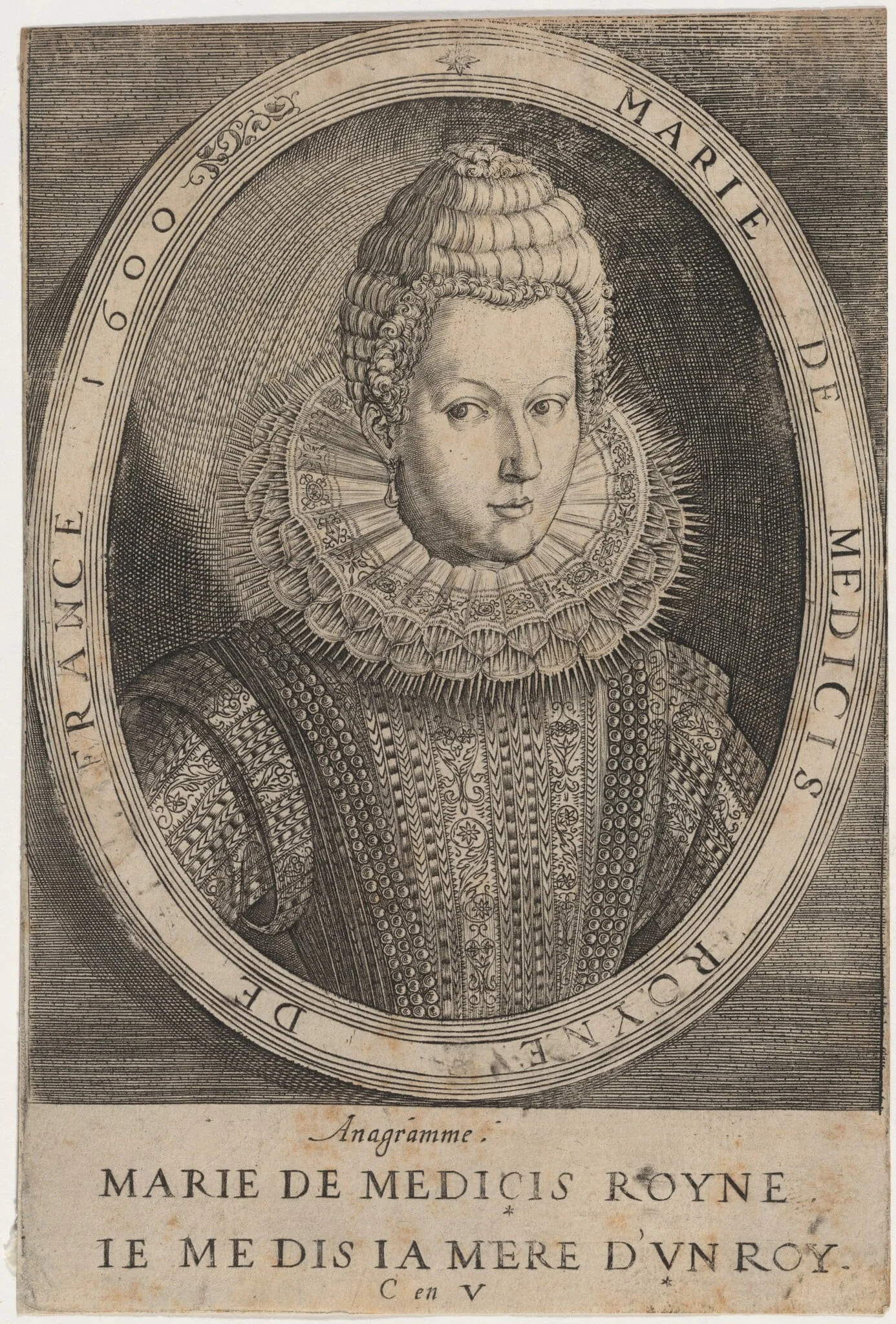 Marie de Medici, Wife of Henry IV of France, by Unknown 19th Century, ink, 1850
