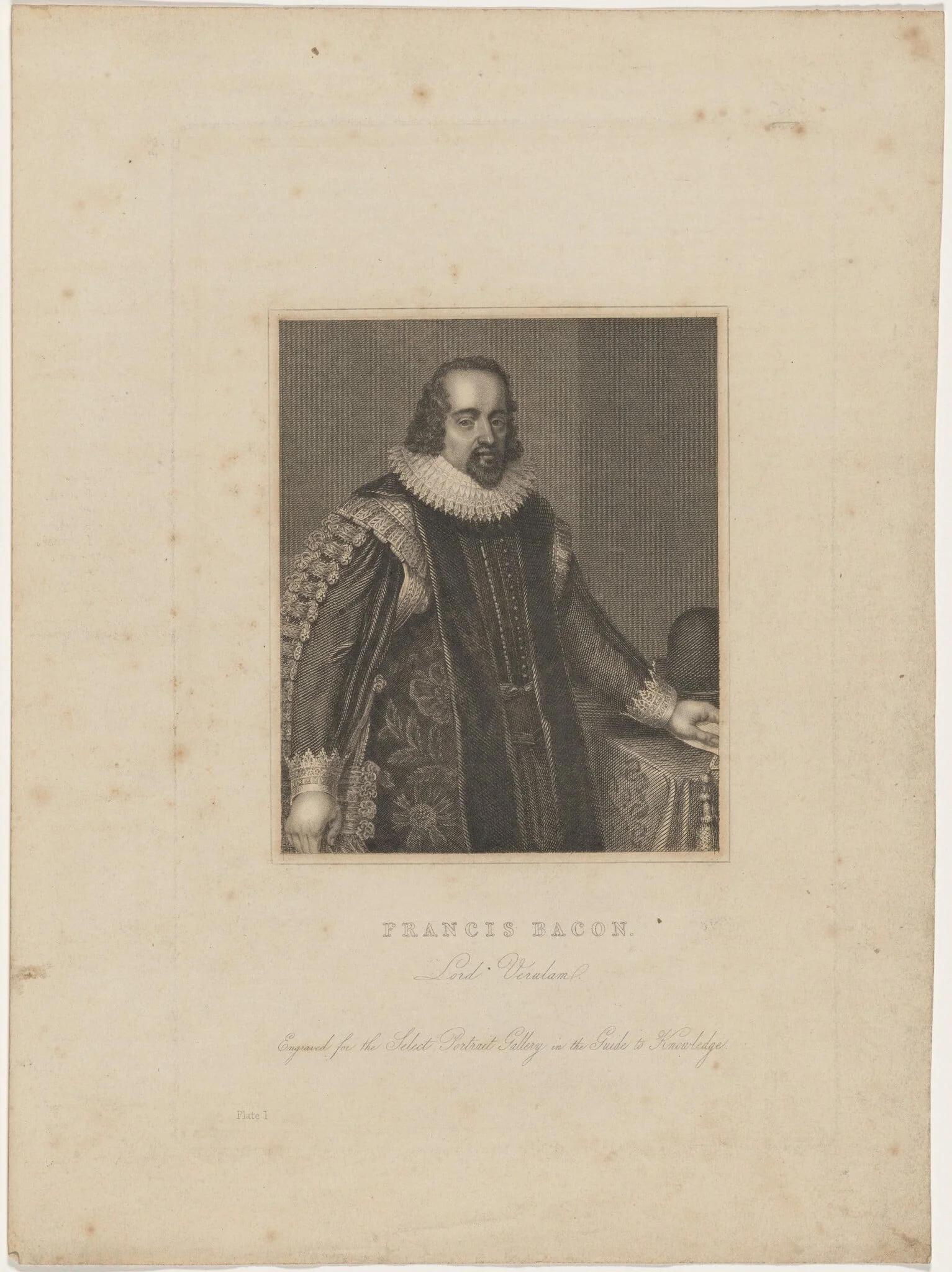 Francis Bacon, Lord Verulam, by Unknown 19th Century, ink, 1850