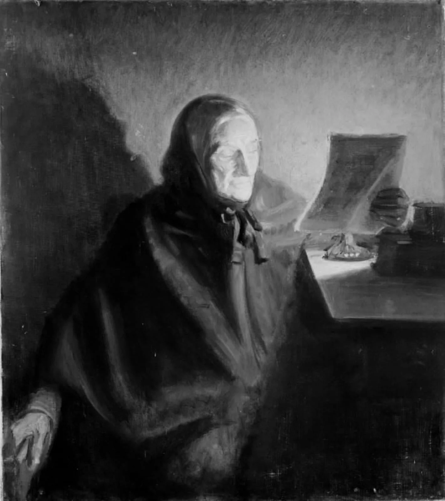The Artist's Mother -in-Law, Ane Hedvig Brøndum, Reading a Letter, by Unknown, 1907