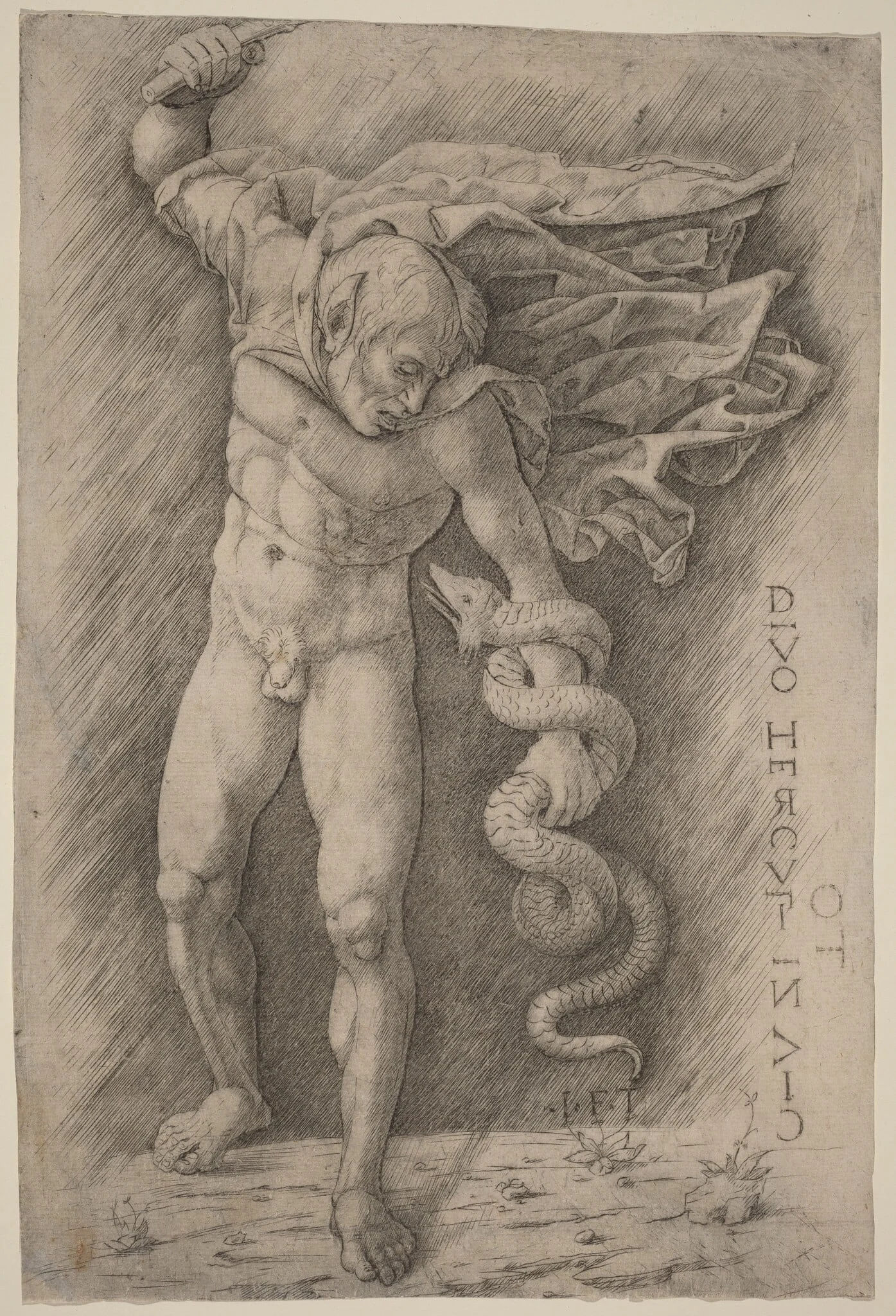 Faun Battling a Snake, by Italian 15th Century, ink, 1500