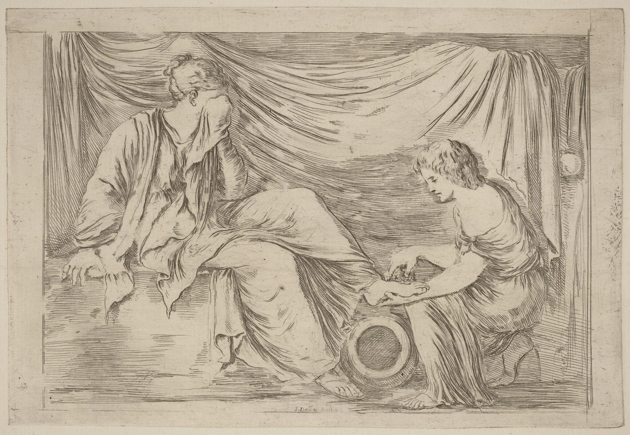 The Toilette of a Bride, by Stefano Della Bella, ink, 1637