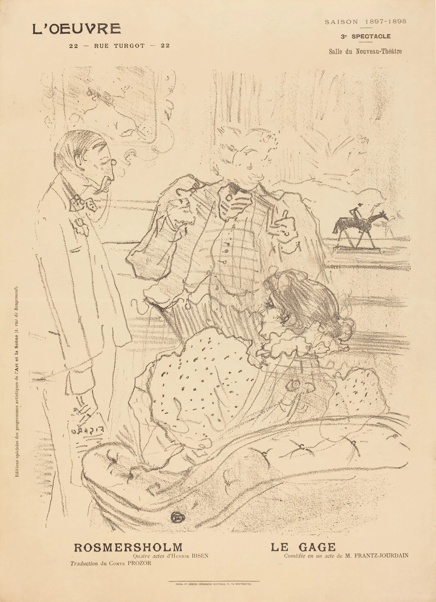 Rosmersholm; Le Gage, by Henri de Toulouse-Lautrec, ink, 1897