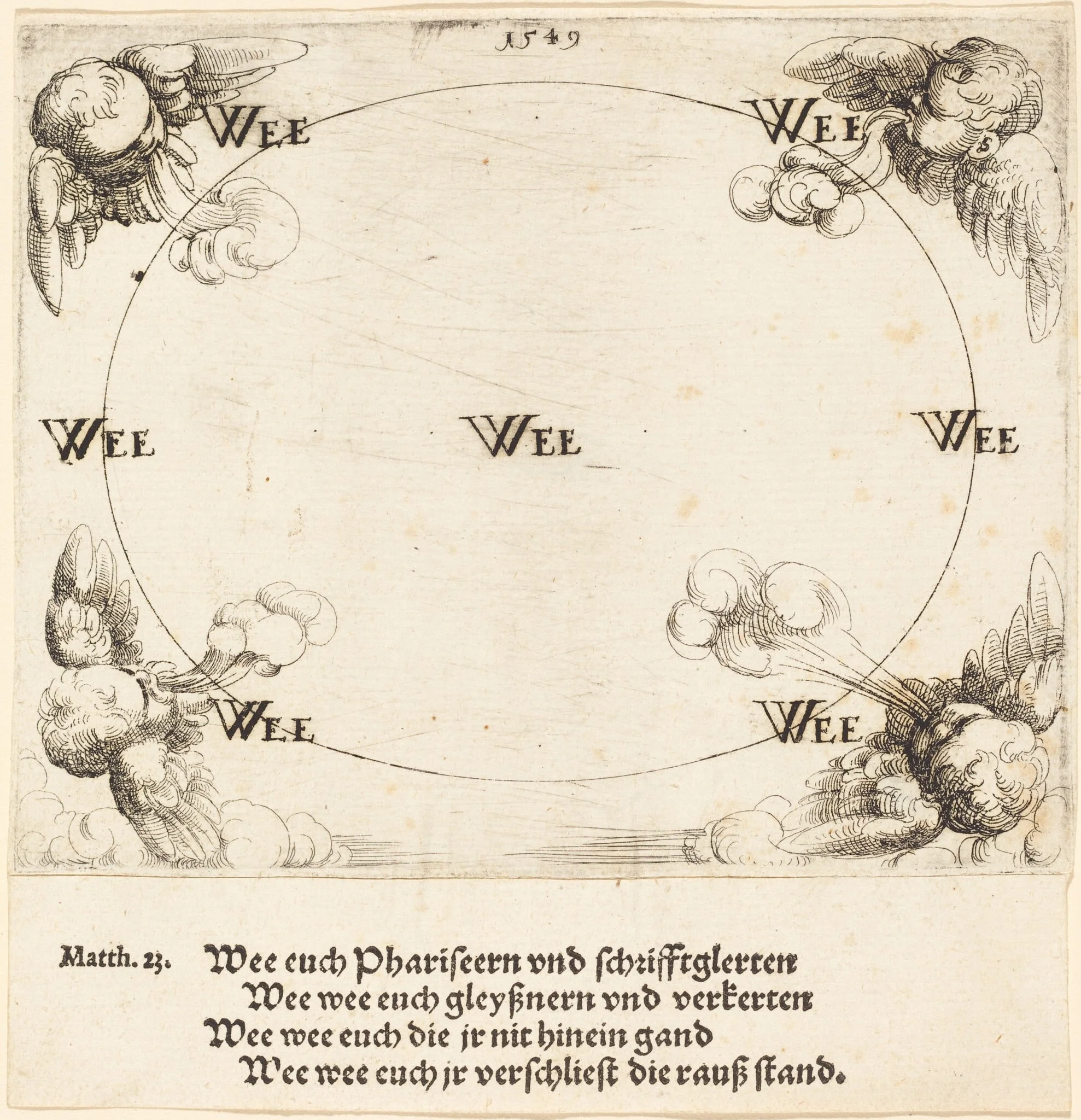 Woe is Pronounced on Covetousness, by Augustin Hirschvogel, ink, 1549