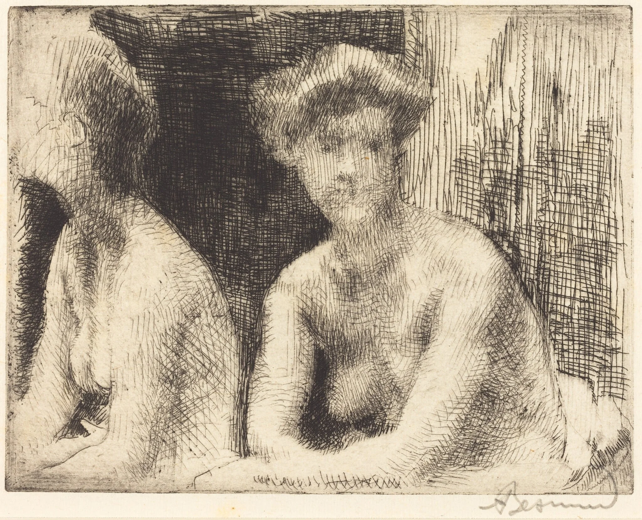 Nude Woman by a Looking Glass (Femme Nue Auprès d'une Glace), by Paul-Albert Besnard, ink, 1889