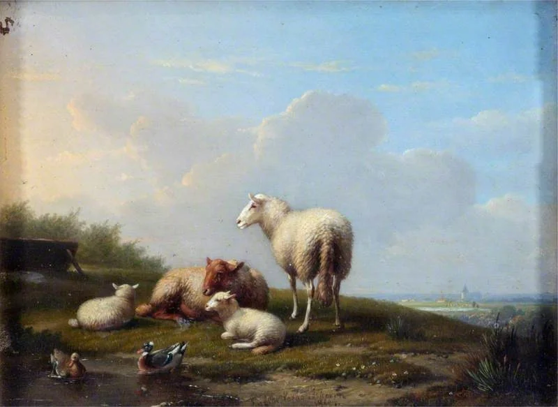 Landscape with Sheep and Ducks, by Eugène Verboeckhoven, oil, 1865