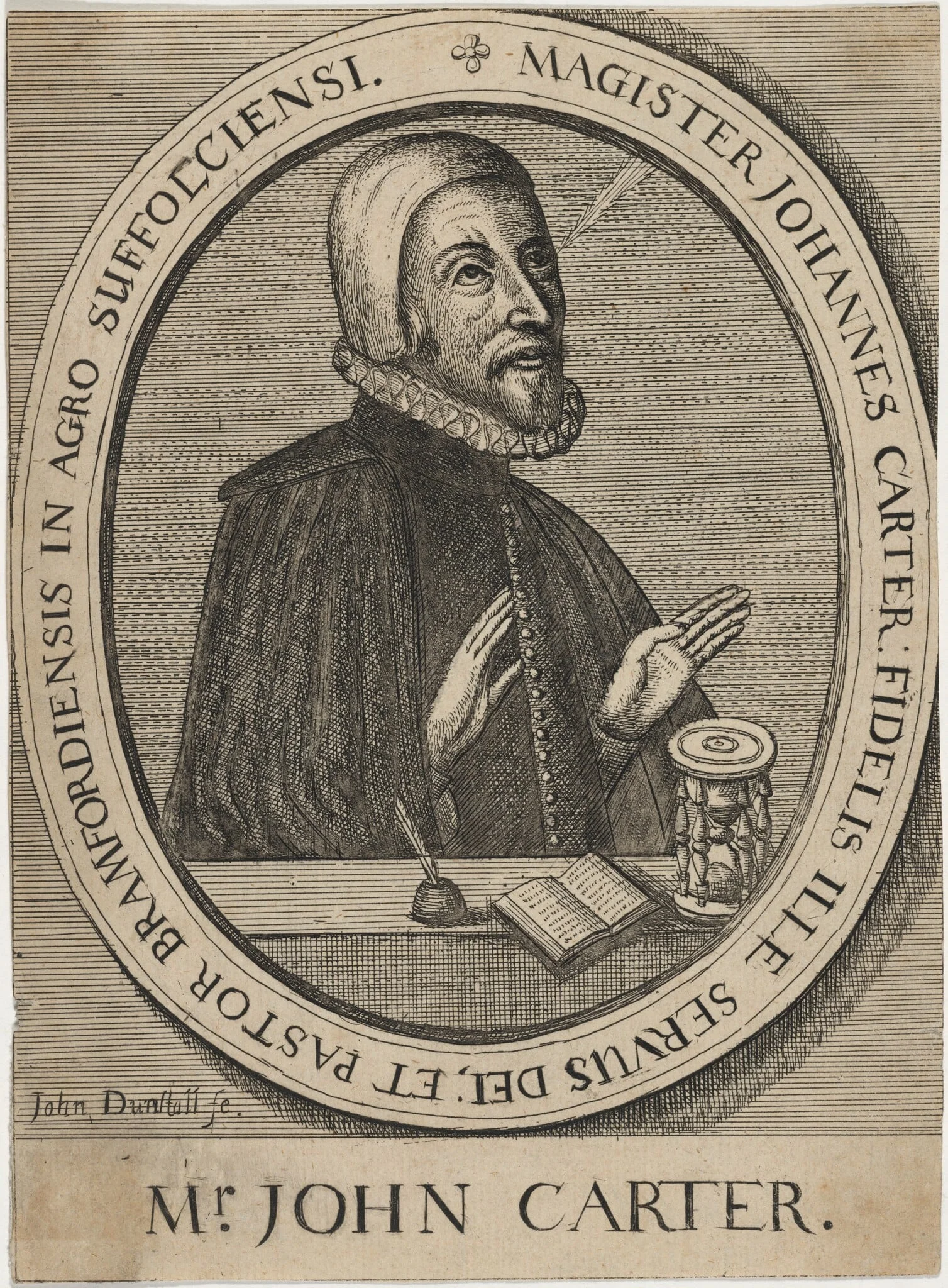 John Carter, Puritan Rector of Belstead, Suffolk, by John Dunstall, ink, 1683