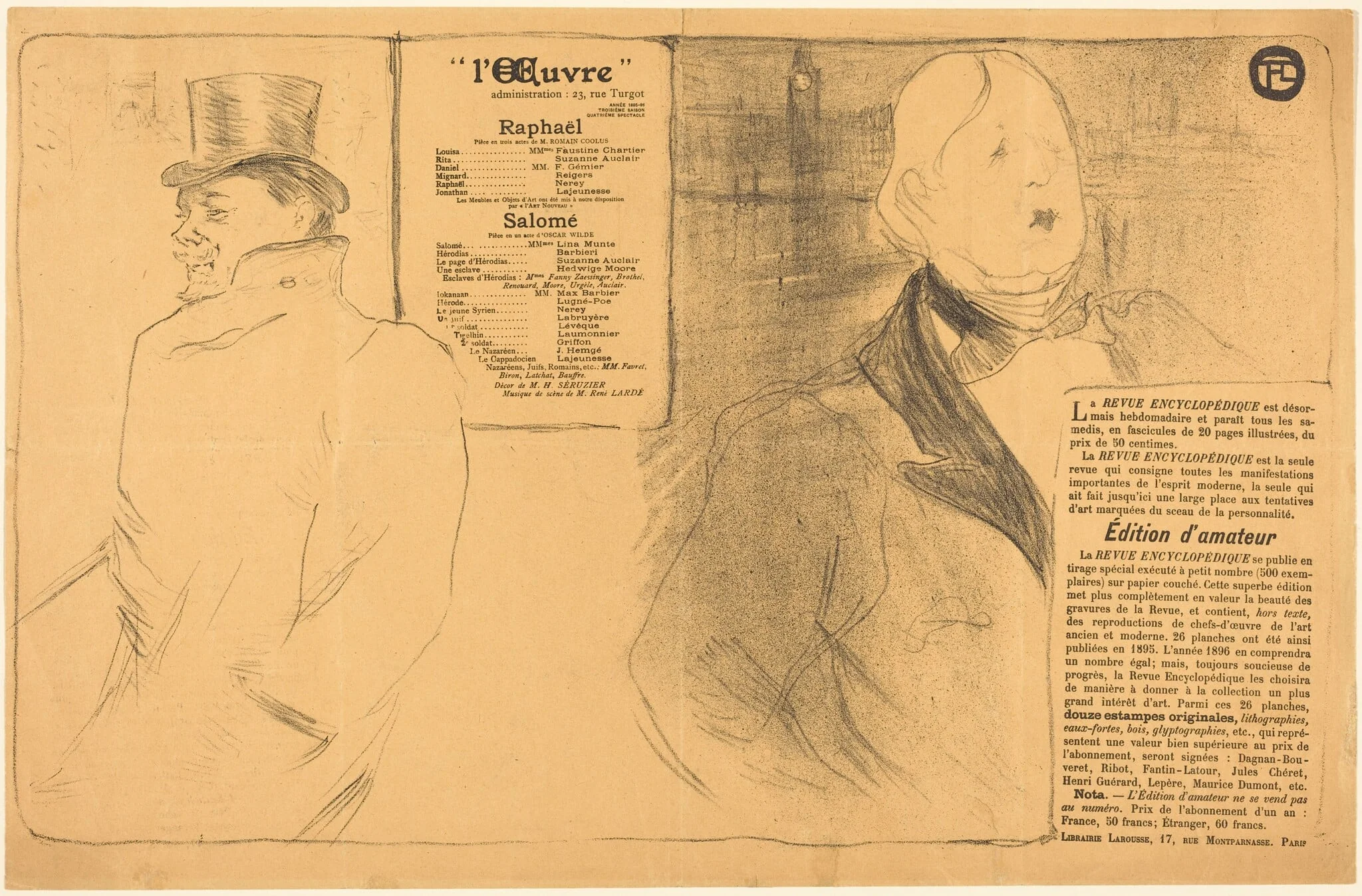 Raphaël; Salomé, by Henri de Toulouse-Lautrec, ink, 1896