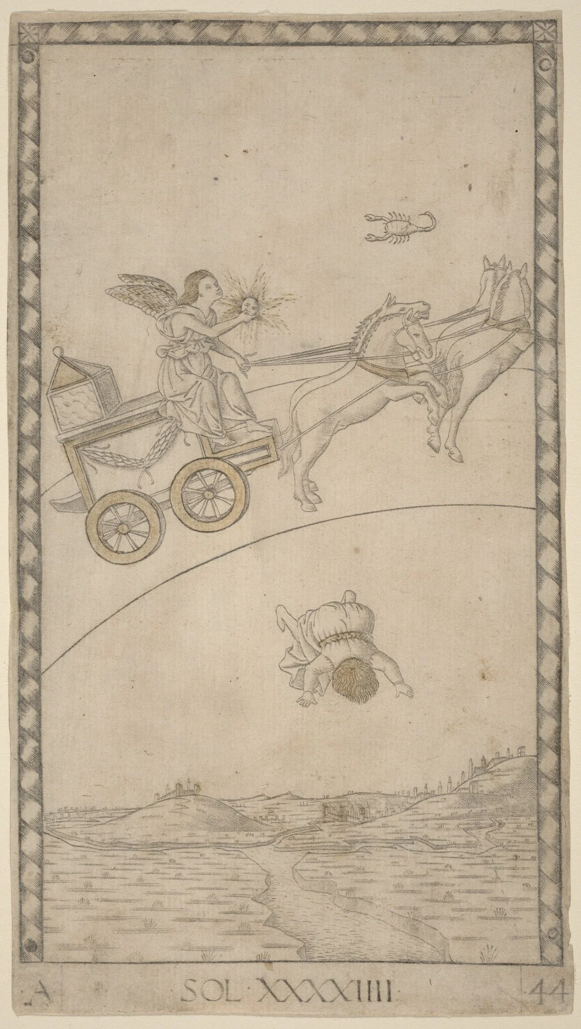 Sol (Sun), by Master of the E-Series Tarocchi, ink, 1465