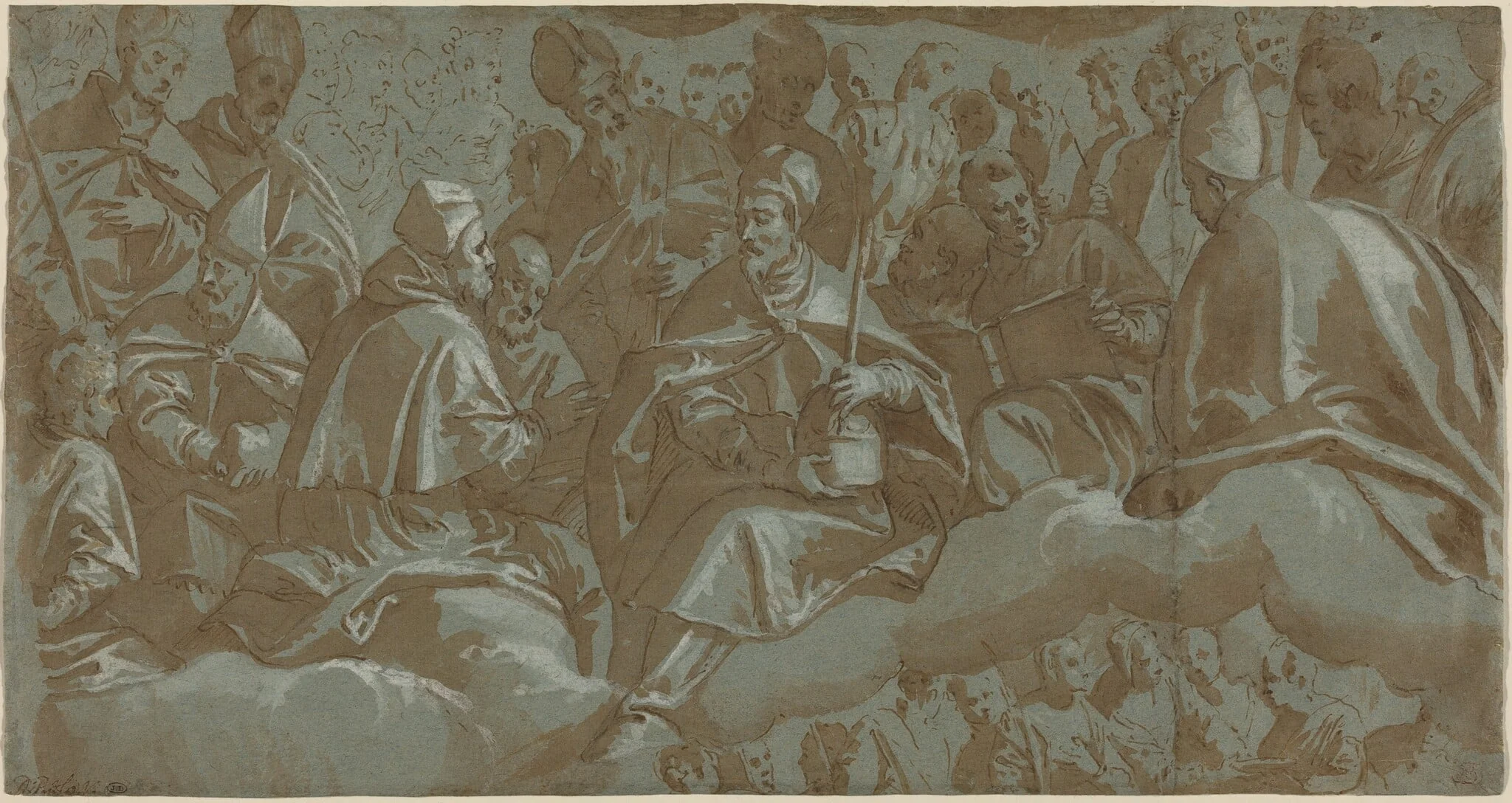 Saints on Clouds, by Italian 16th Century, ink, 1501