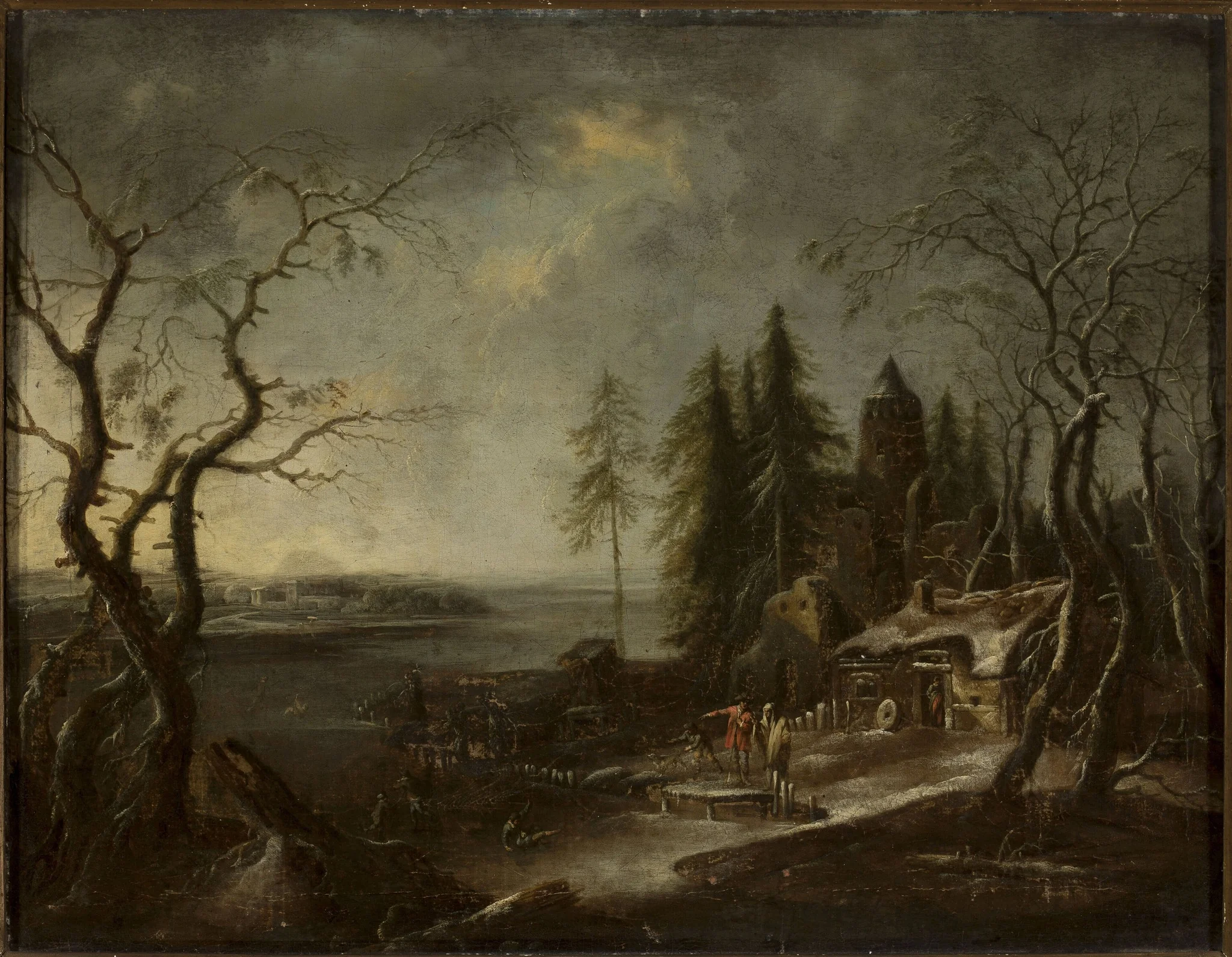 Winter landscape, by Francesco Foschi, oil, 1755