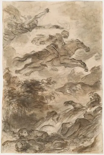 Rinaldo, Astride Baiardo, Flies Off in Pursuit of Angelica