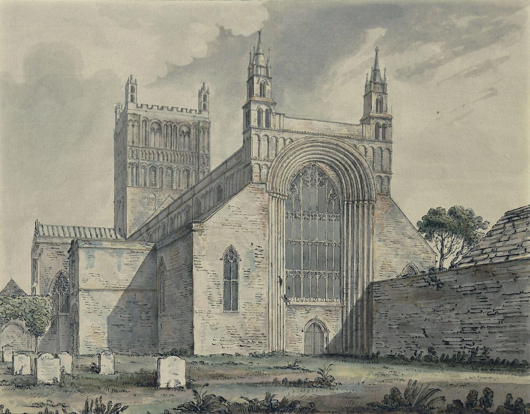 West front and tower of Tewkesbury Abbey Church, Gloucestershire