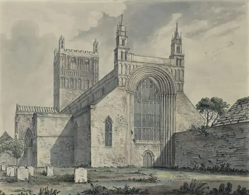 West front and tower of Tewkesbury Abbey Church, Gloucestershire