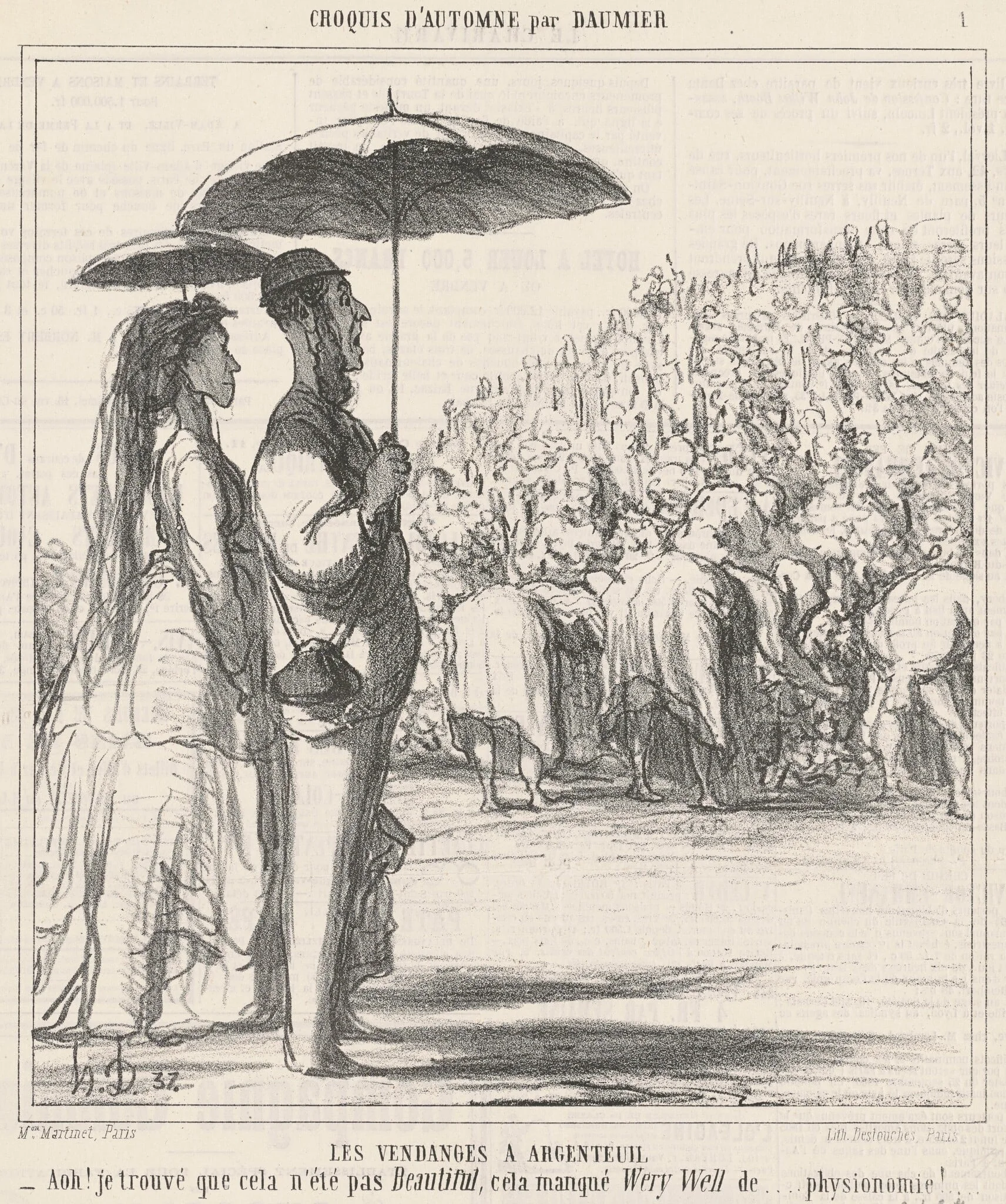 Les vendanges a Argenteuil, by Honoré Daumier, ink, 1865