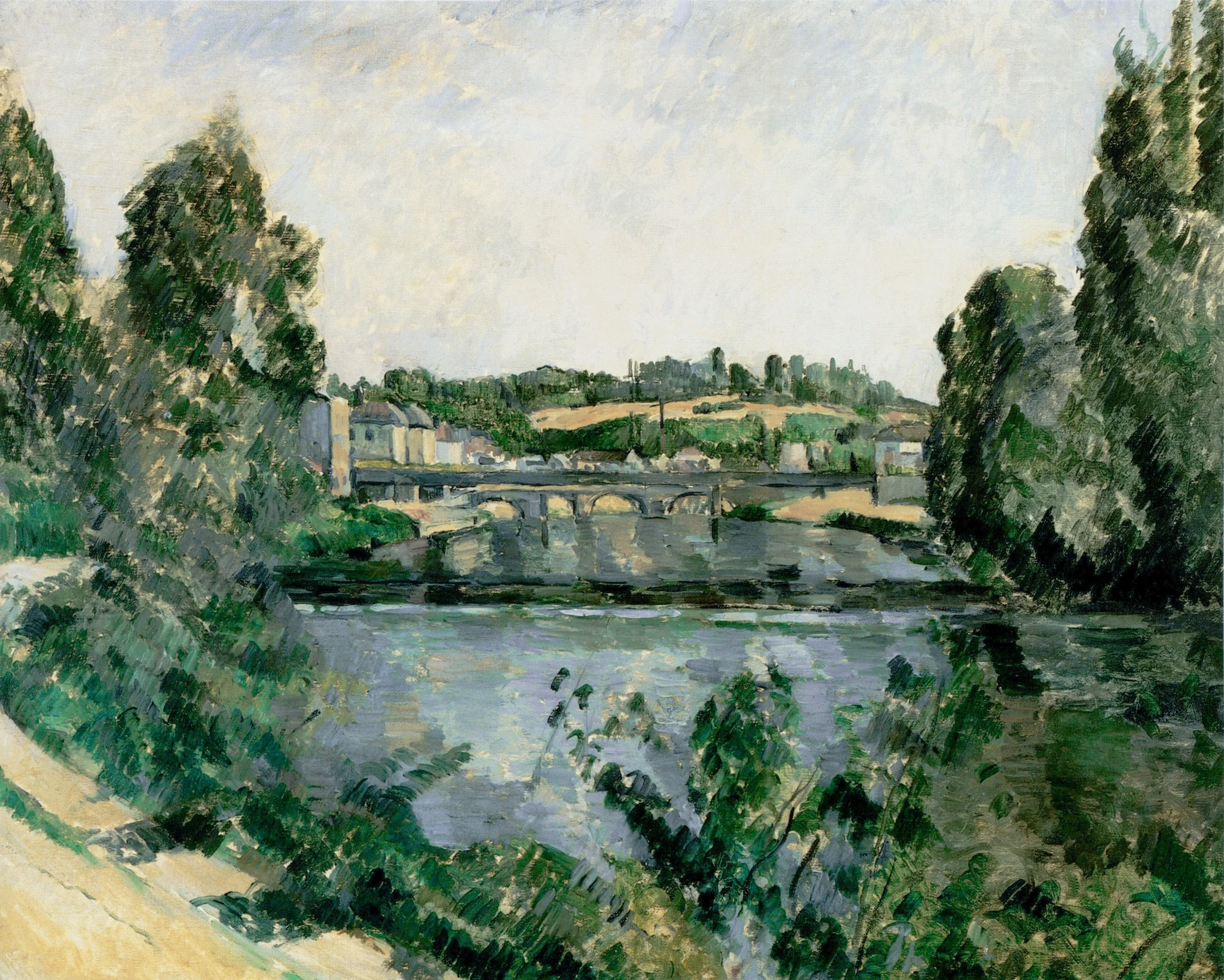The Bridge and Dam at Pontoise (Le Pont et le déversoir à Pontoise), by Paul Cezanne, oil, 1891