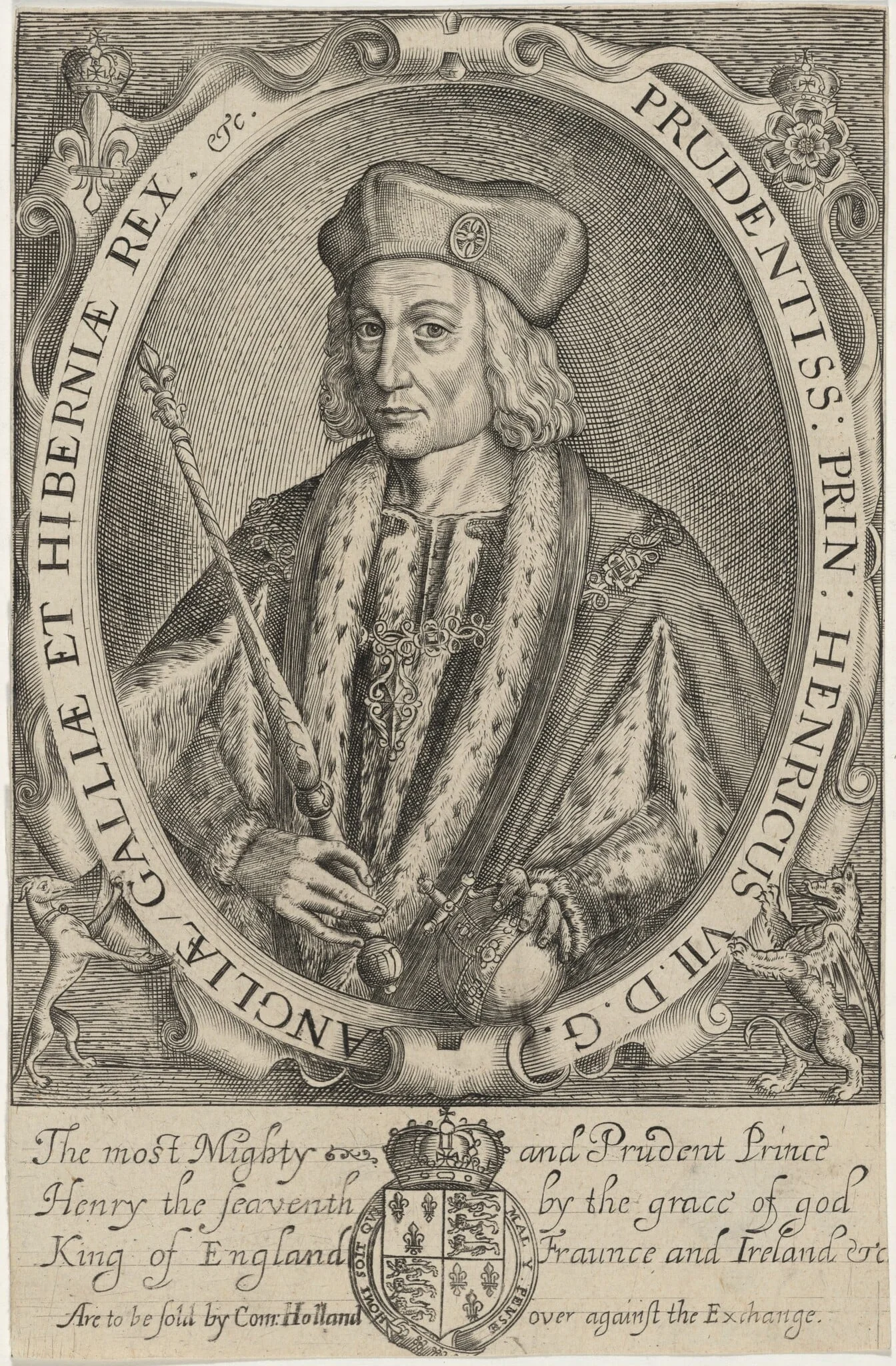 Henry VII of England, by Renold Elstrack, ink, 1598