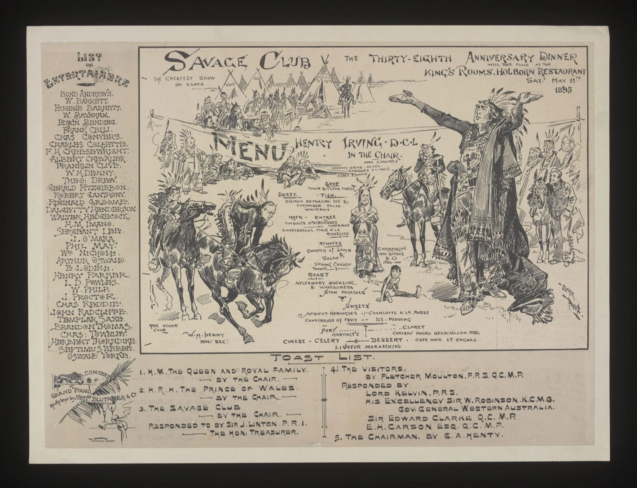38th Anniversary Dinner of the Savage Club, by Unknown, 1895