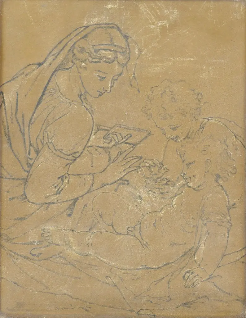 Virgin and Child with Saint John (chalk sketch)