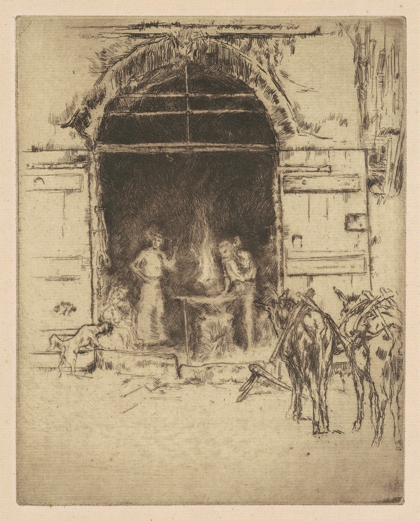Flaming Forge, by James McNeill Whistler, ink, 1901