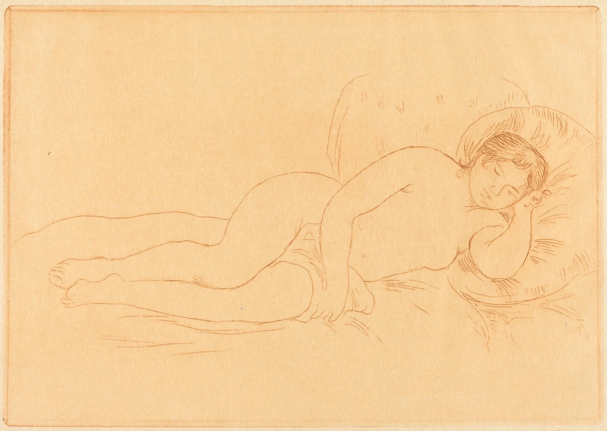 Female Nude Reclining (Femme nue couchee), by Auguste Renoir, ink, 1906