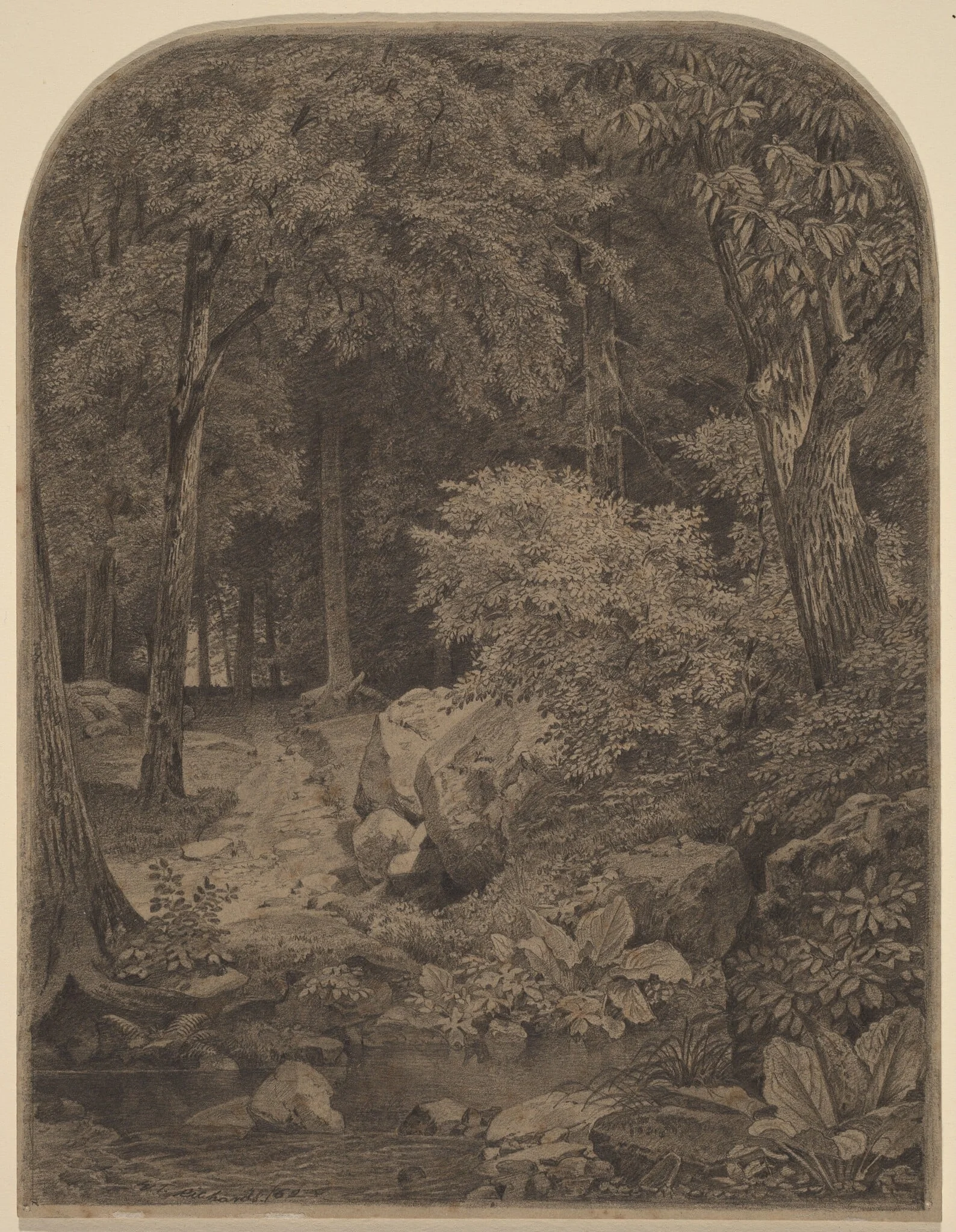 Landscape, by William Trost Richards, graphite, 1862