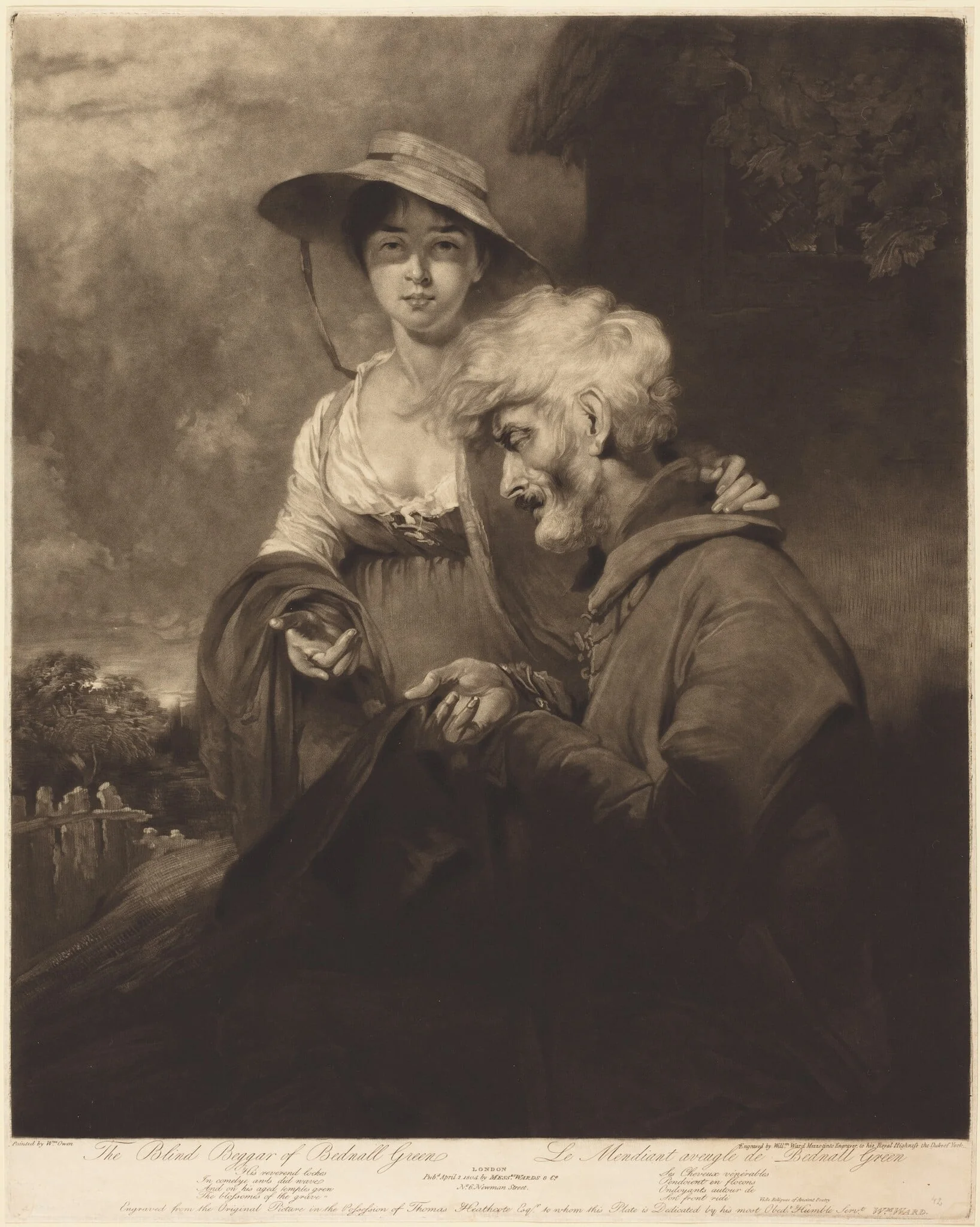 The Blind Beggar of Bednall Green, by William Ward, ink, 1804