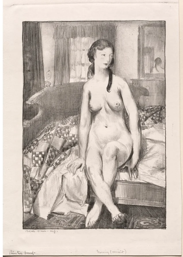 Morning, Nude on Bed, First Stone, by George Bellows, 1921