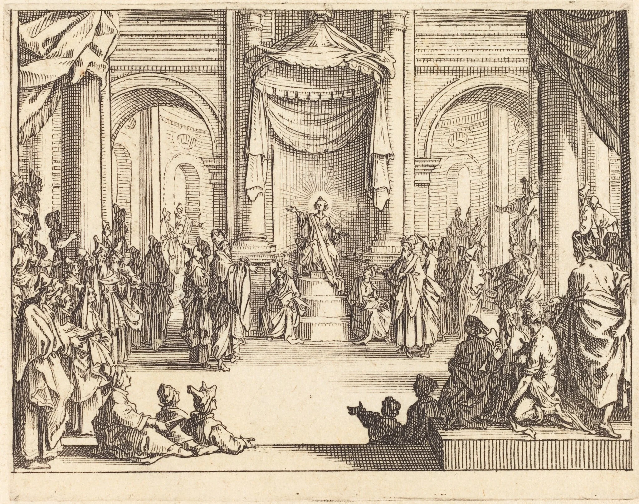 Christ Disputing with the Doctors, by Jacques Callot, ink, 1635