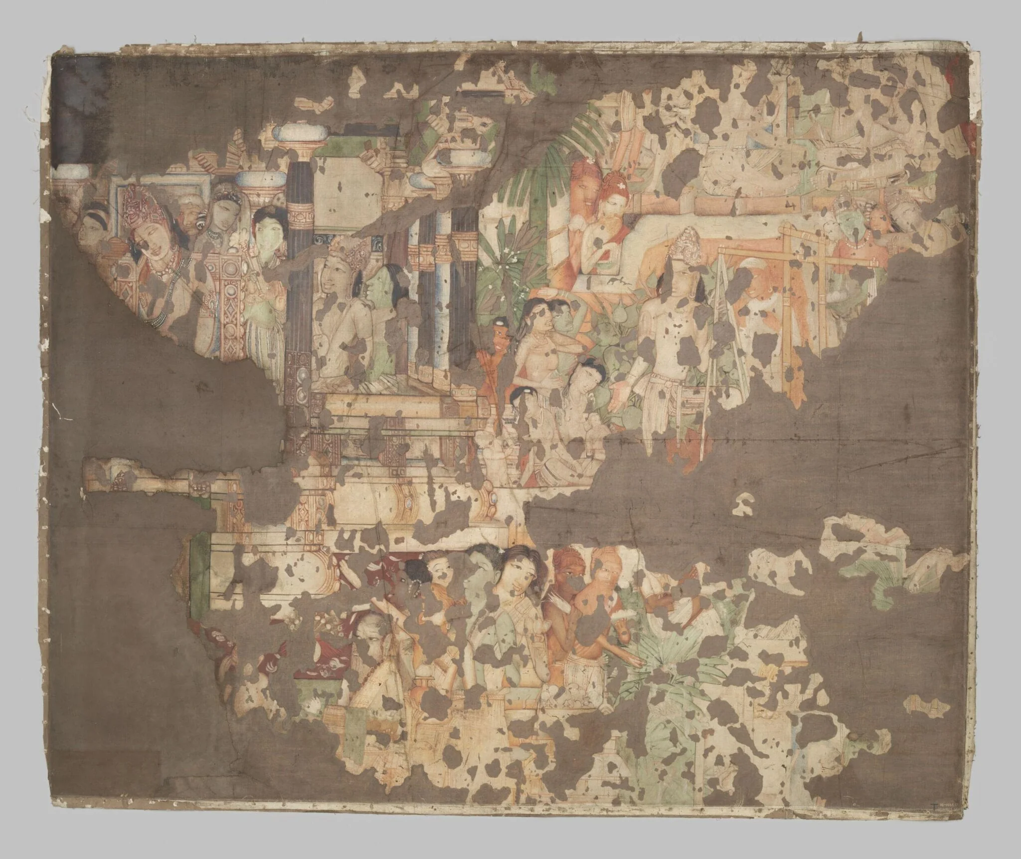 Copy of painting inside the Ajanta caves, by John Griffiths, oil, 1878