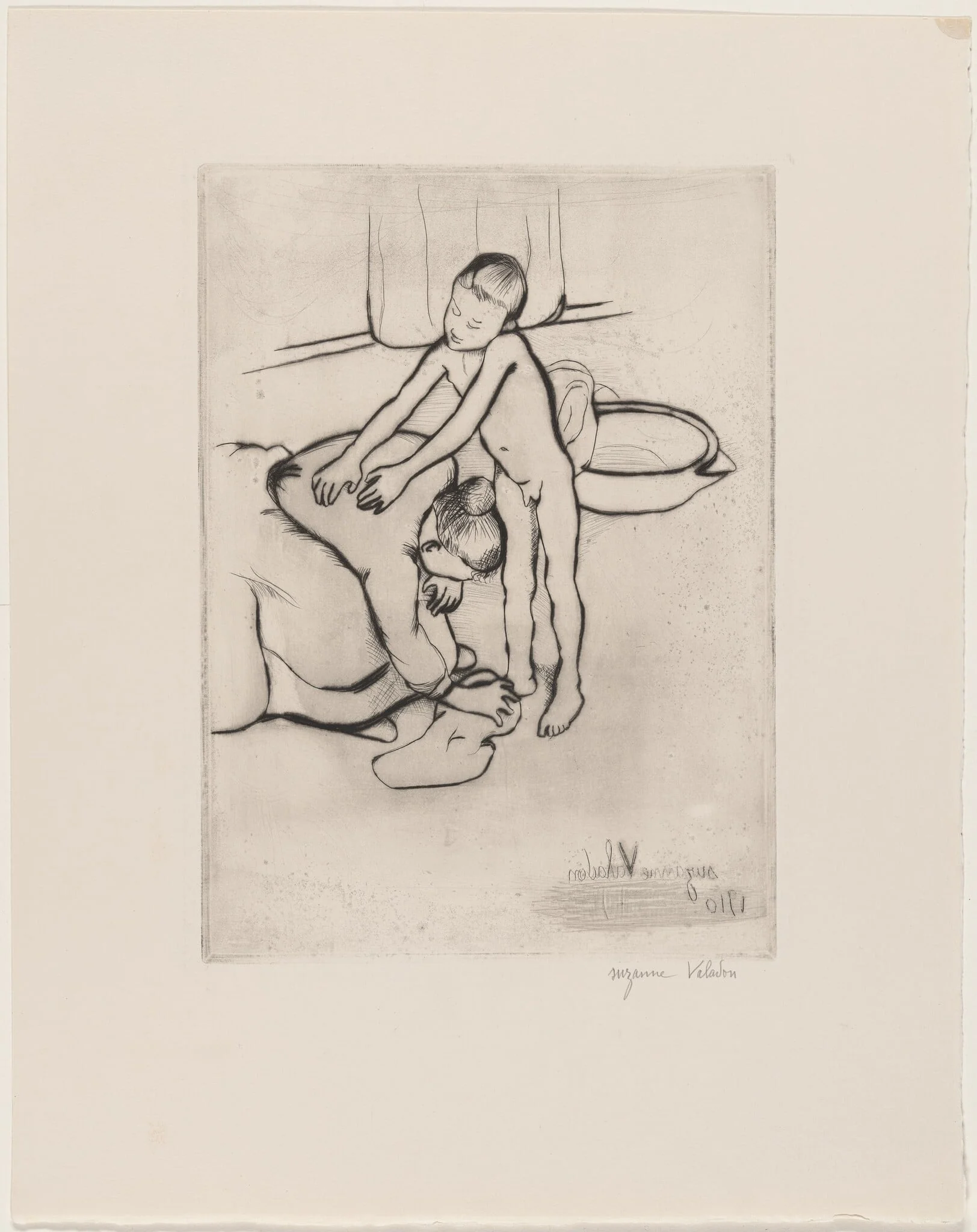 Catherine and Young Boy Nude, by Suzanne Valadon, ink, 1910