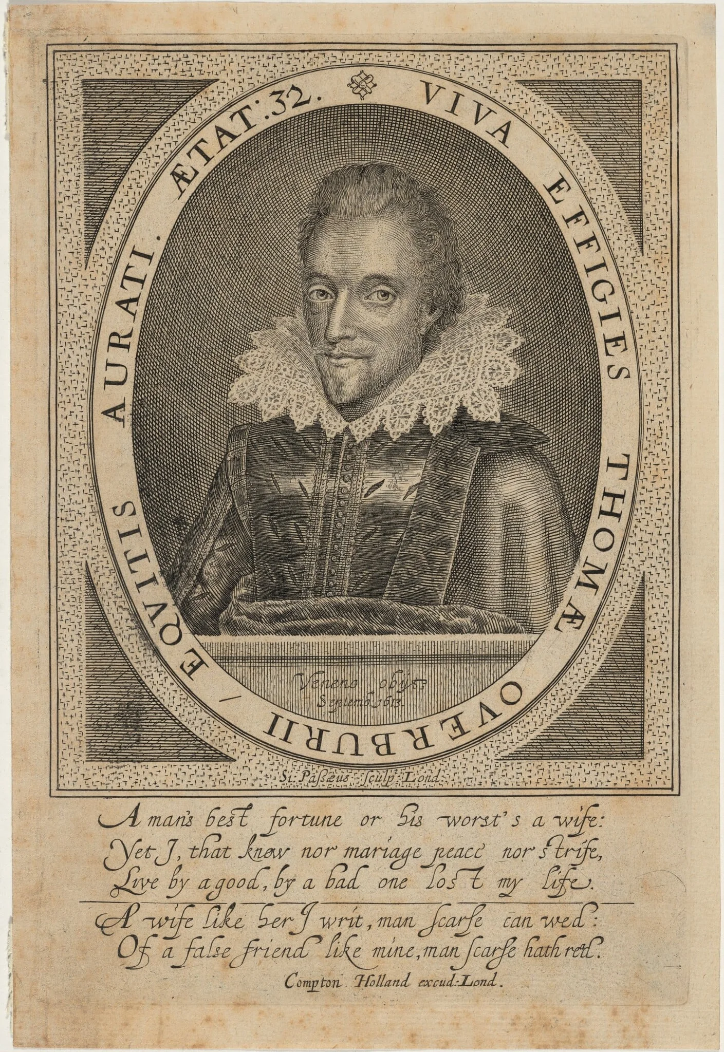Sir Thomas Overbury, by Simon van de Passe, ink, 1621