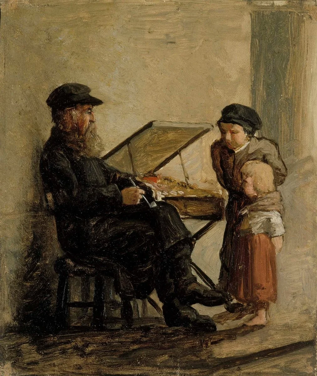 Luonnos teokseen "Prenikanmyyjä", by Albert Edelfelt, unspecified, 1889