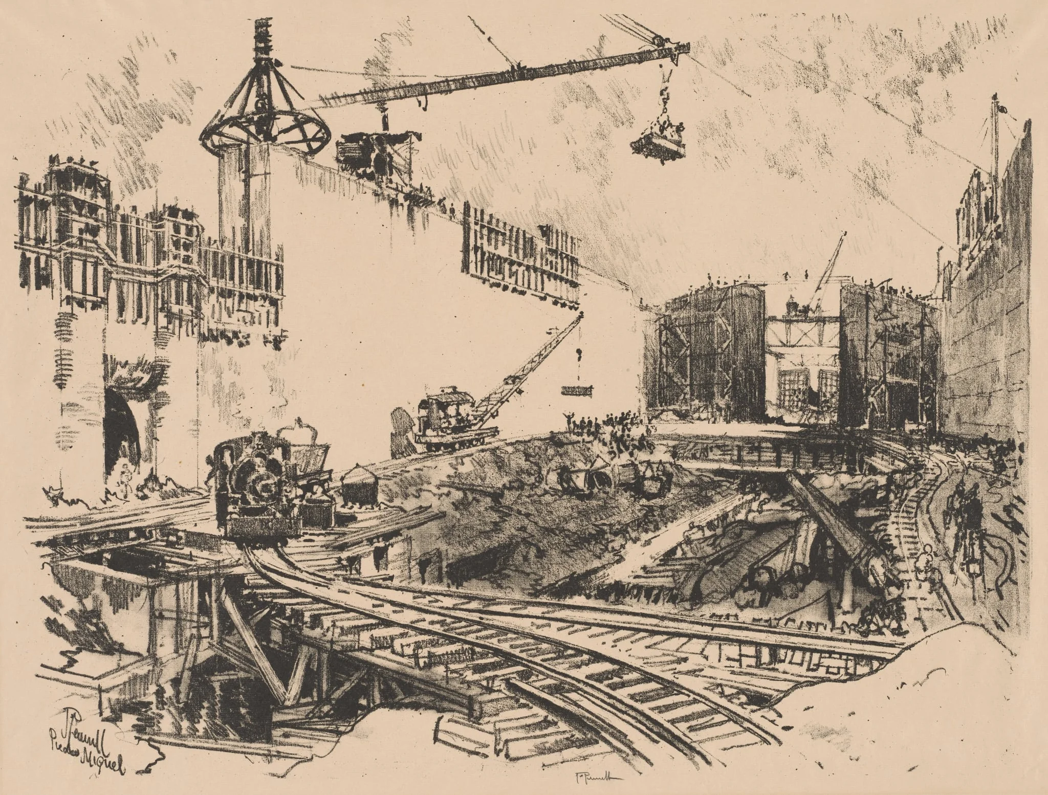 The Walls of Pedro Miguel Lock, Panama, by Joseph Pennell, 1912