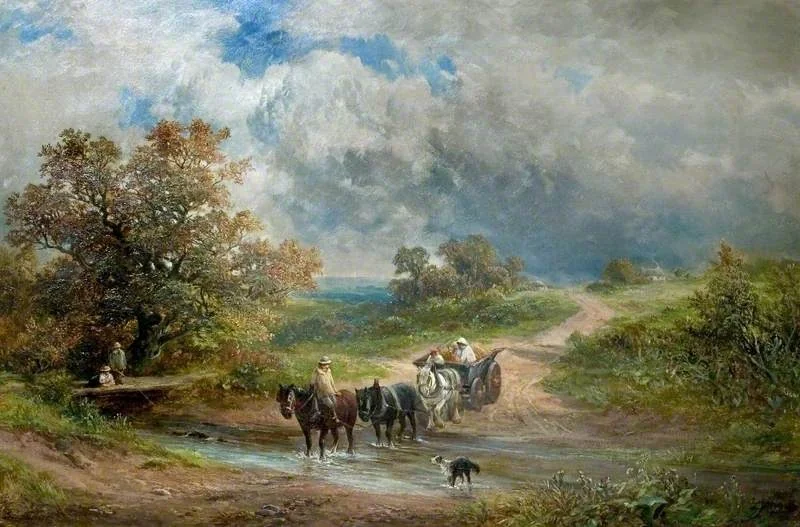 Fording the Brook, by George Turner, oil, 1898