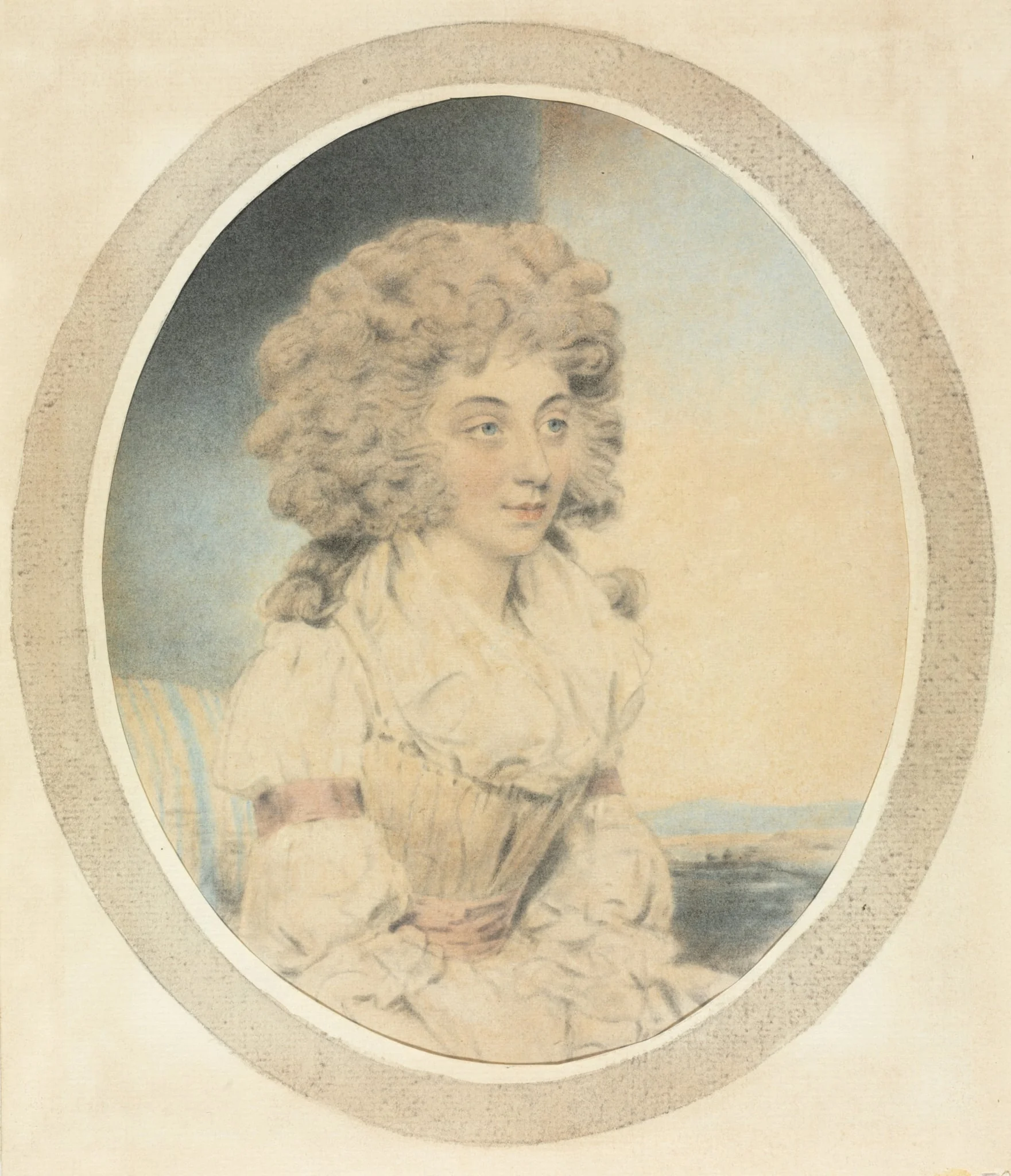Seated Young Lady Facing Right, by John Downman, 1794