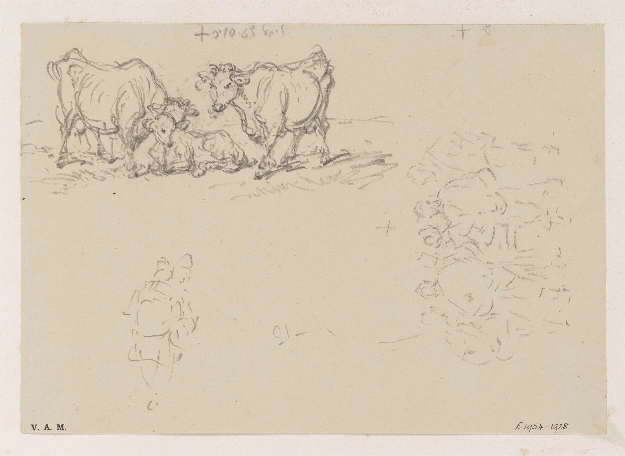 Cattle, with figure sketches, by George Chinnery, 8