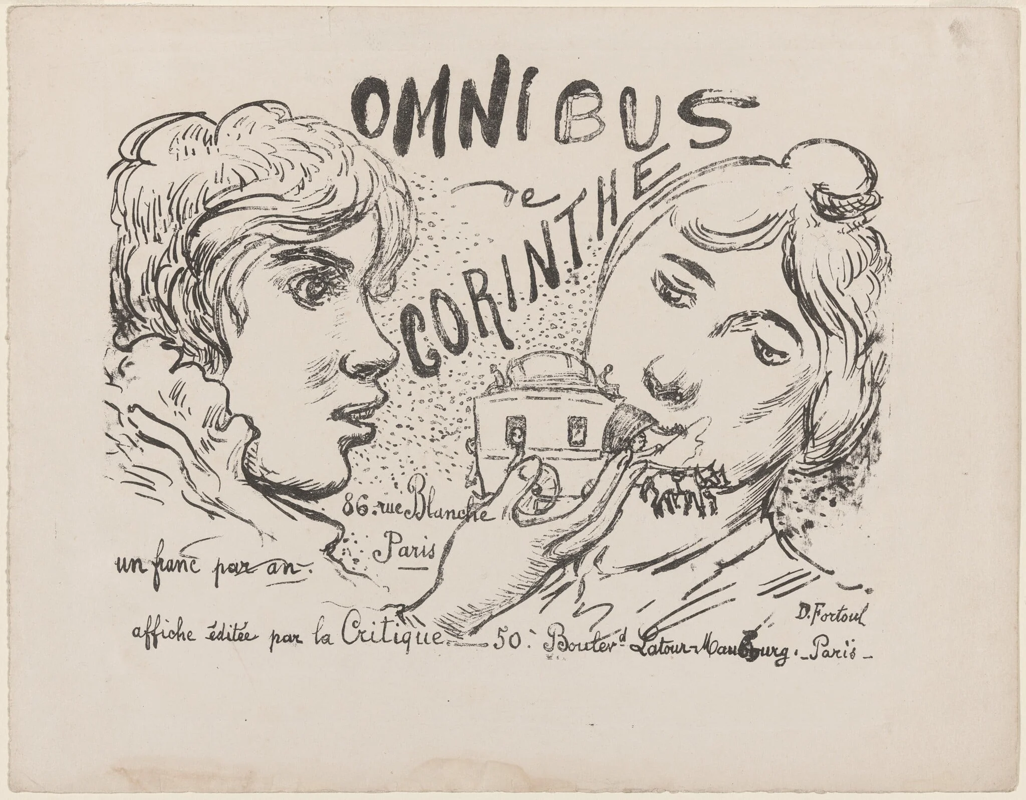 Supplement to "L'Omnibus de Corinthe", by Désiré Fortoul, ink, 1896