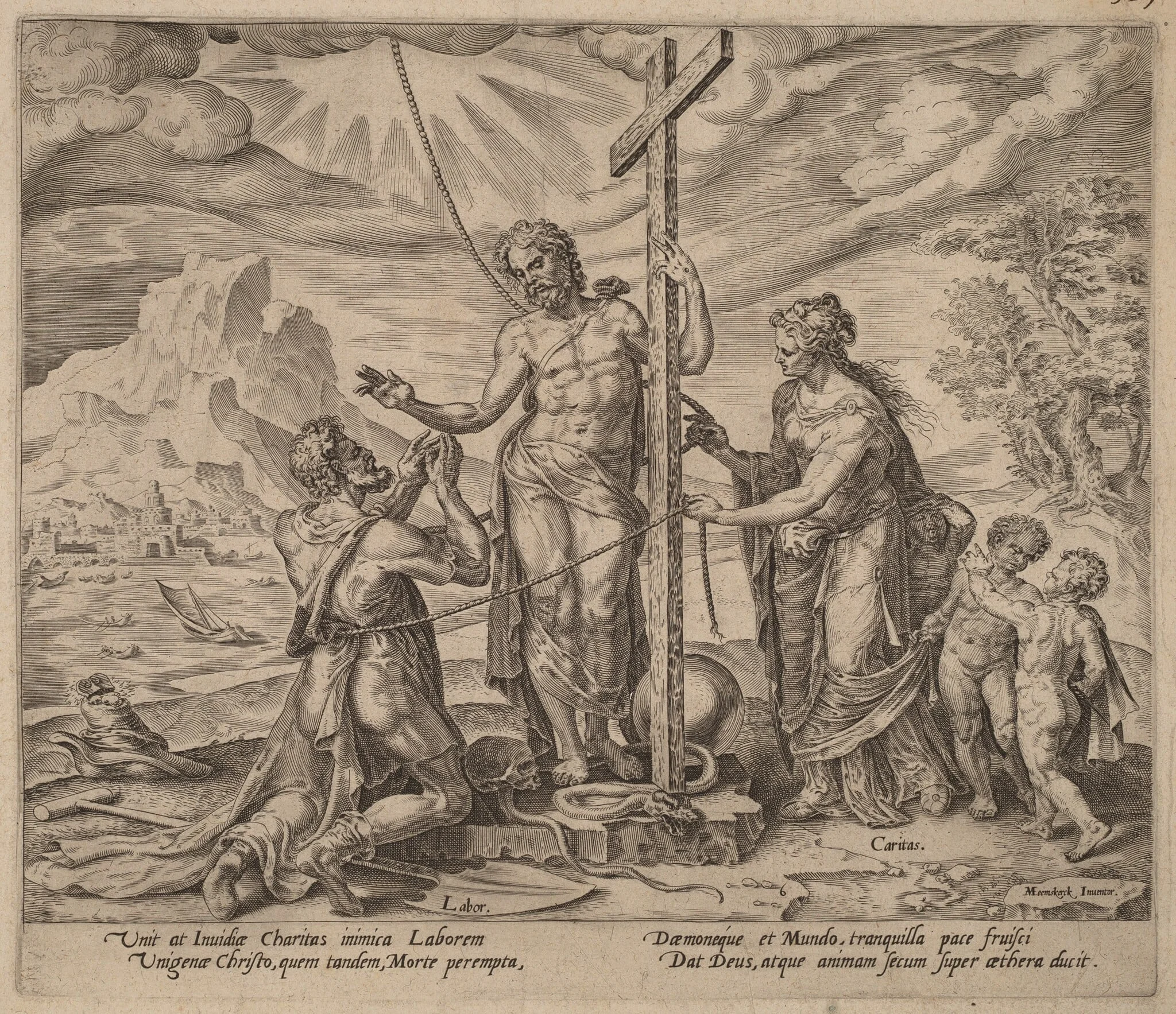 The Diligent Worker United with Christ after Death, by Philip Galle, ink, 1572