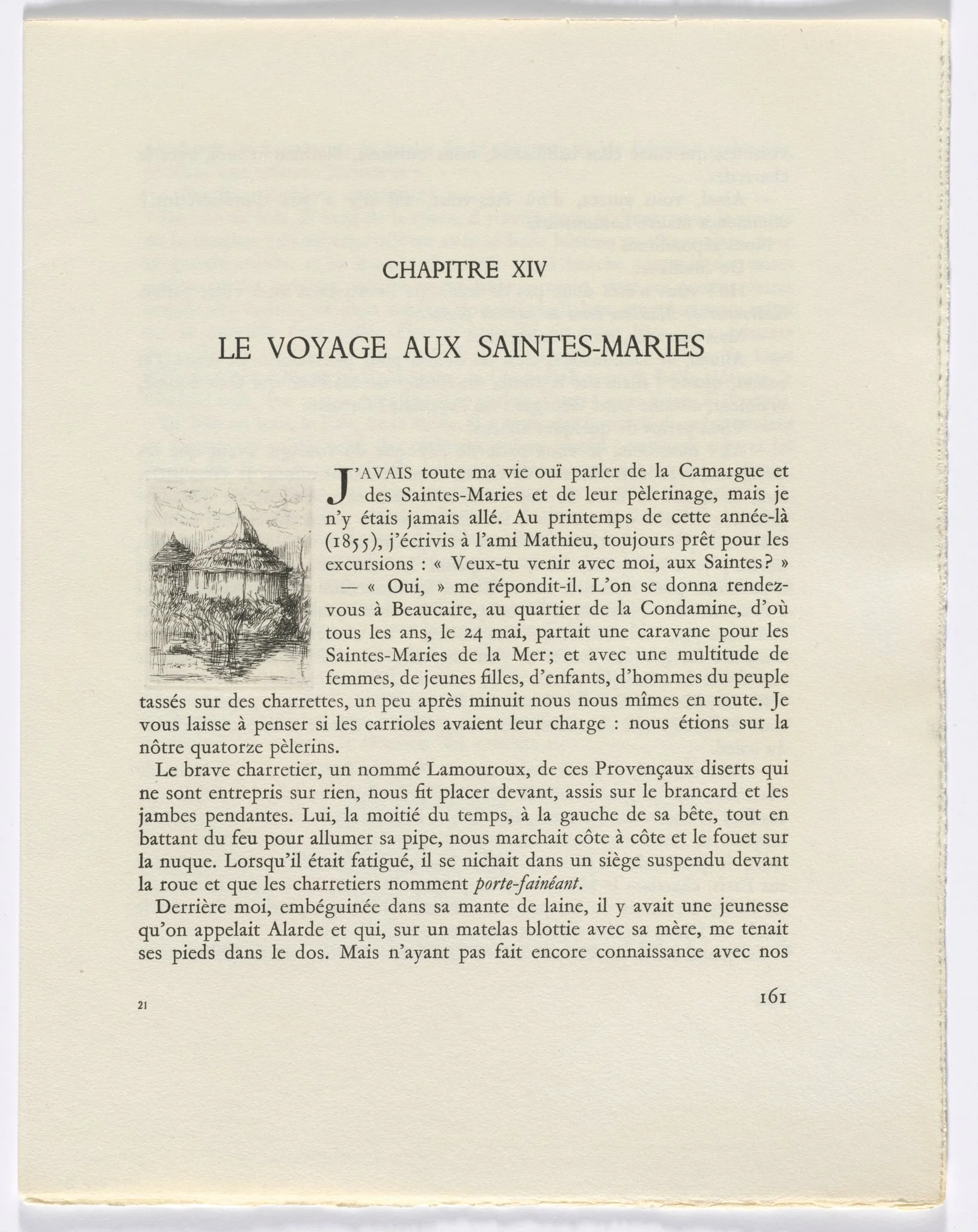 Frédéric Mistral: Mémoires et Recits by Frédéric Mistral: round building (page 161), by Auguste Brouet, 1937