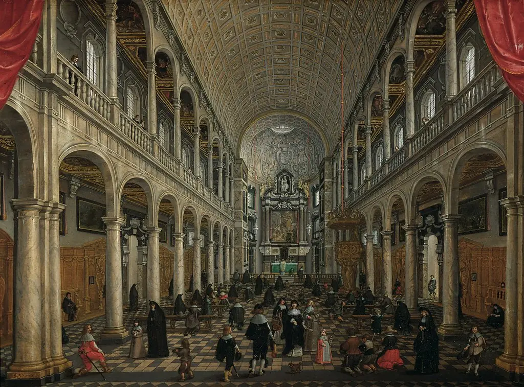 Inner view of the Jesuit church of Antwerp