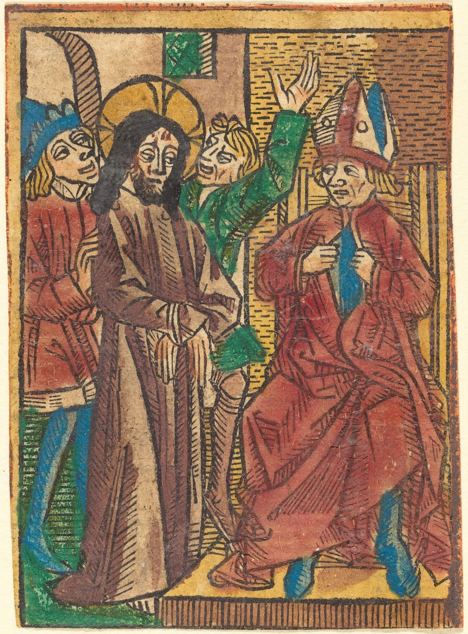Before Caiaphas, by German 15th Century, ink, 1490
