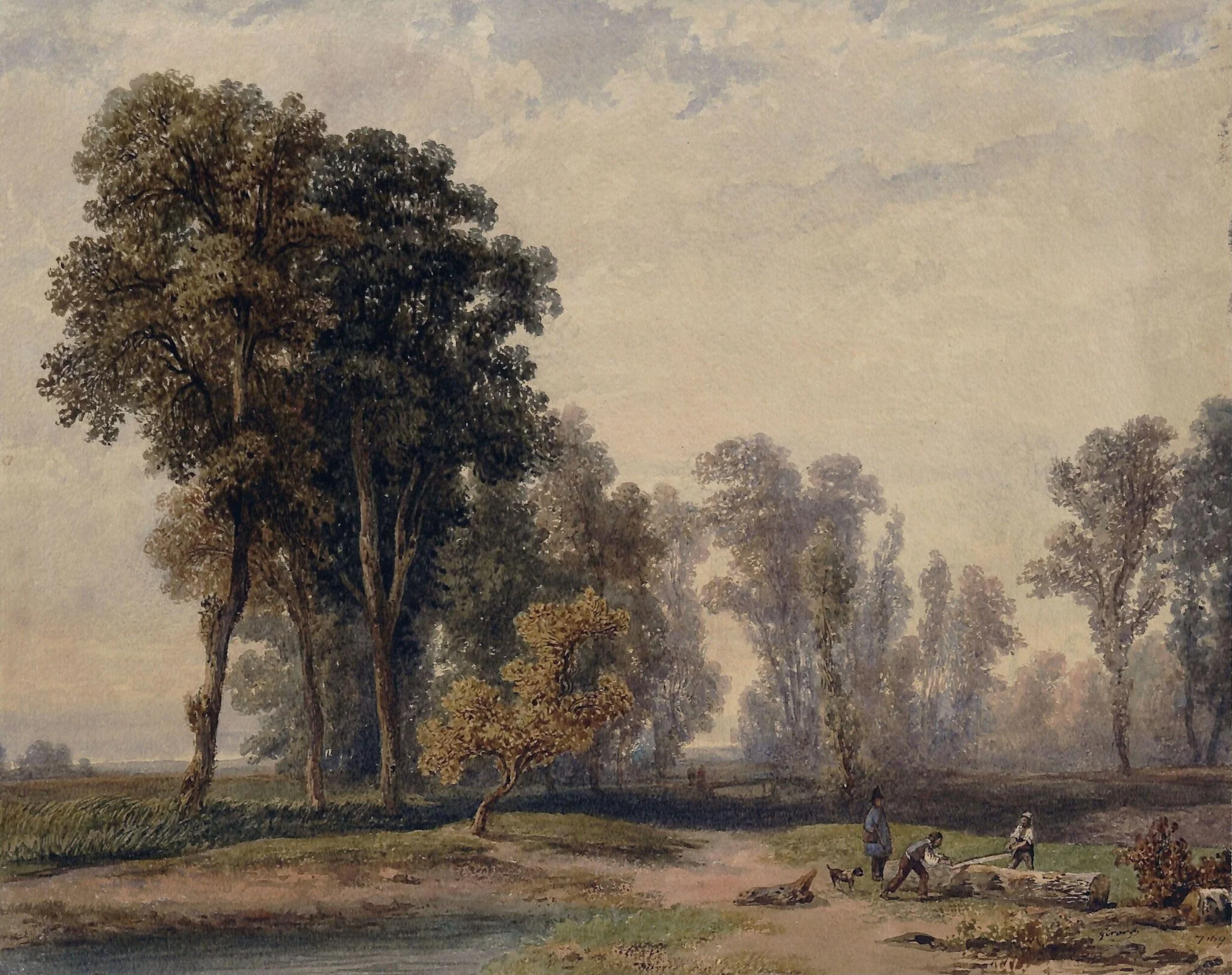 Landscape with two wood sawyers