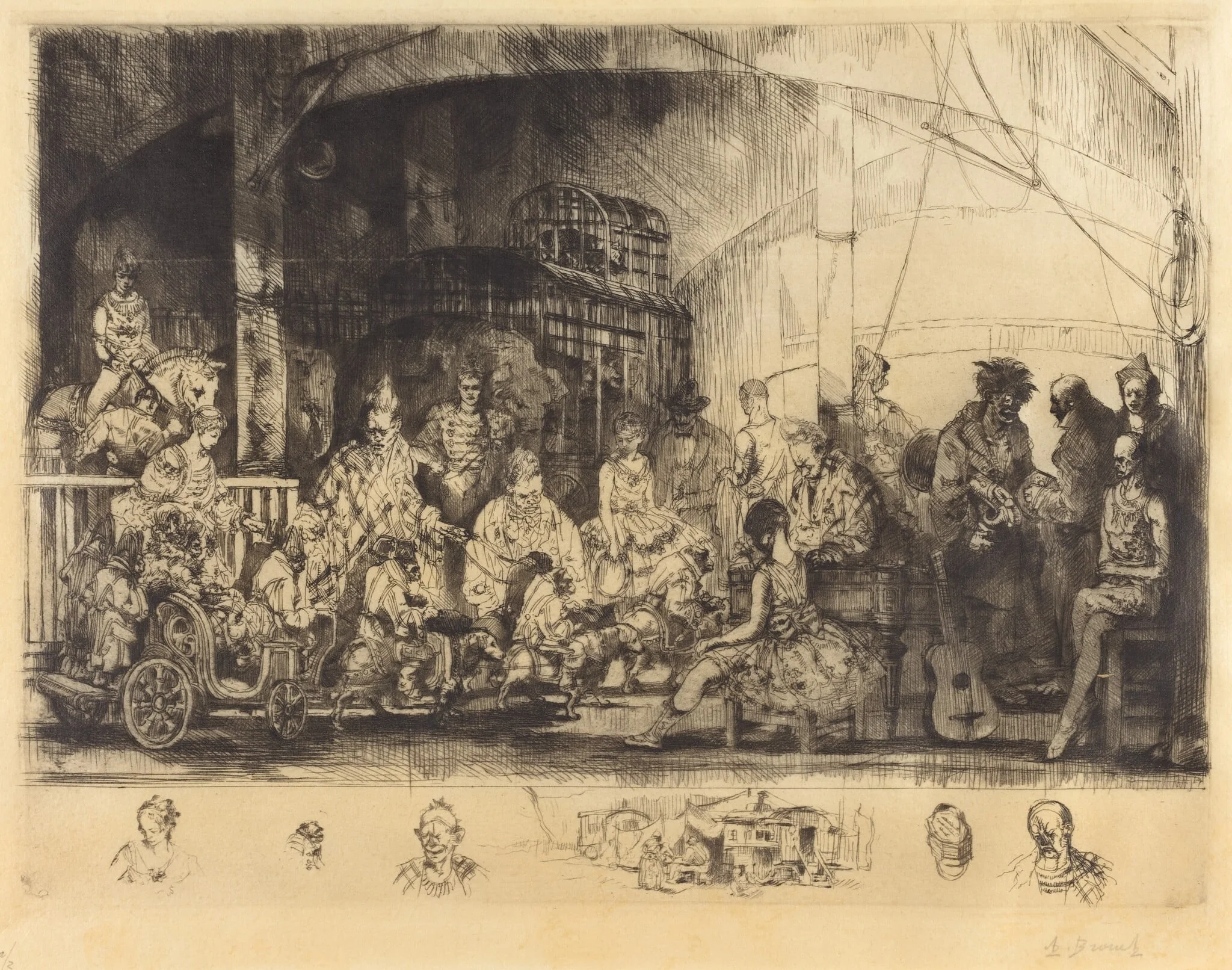Frattelini Circus, by Auguste Brouet, ink, 1923