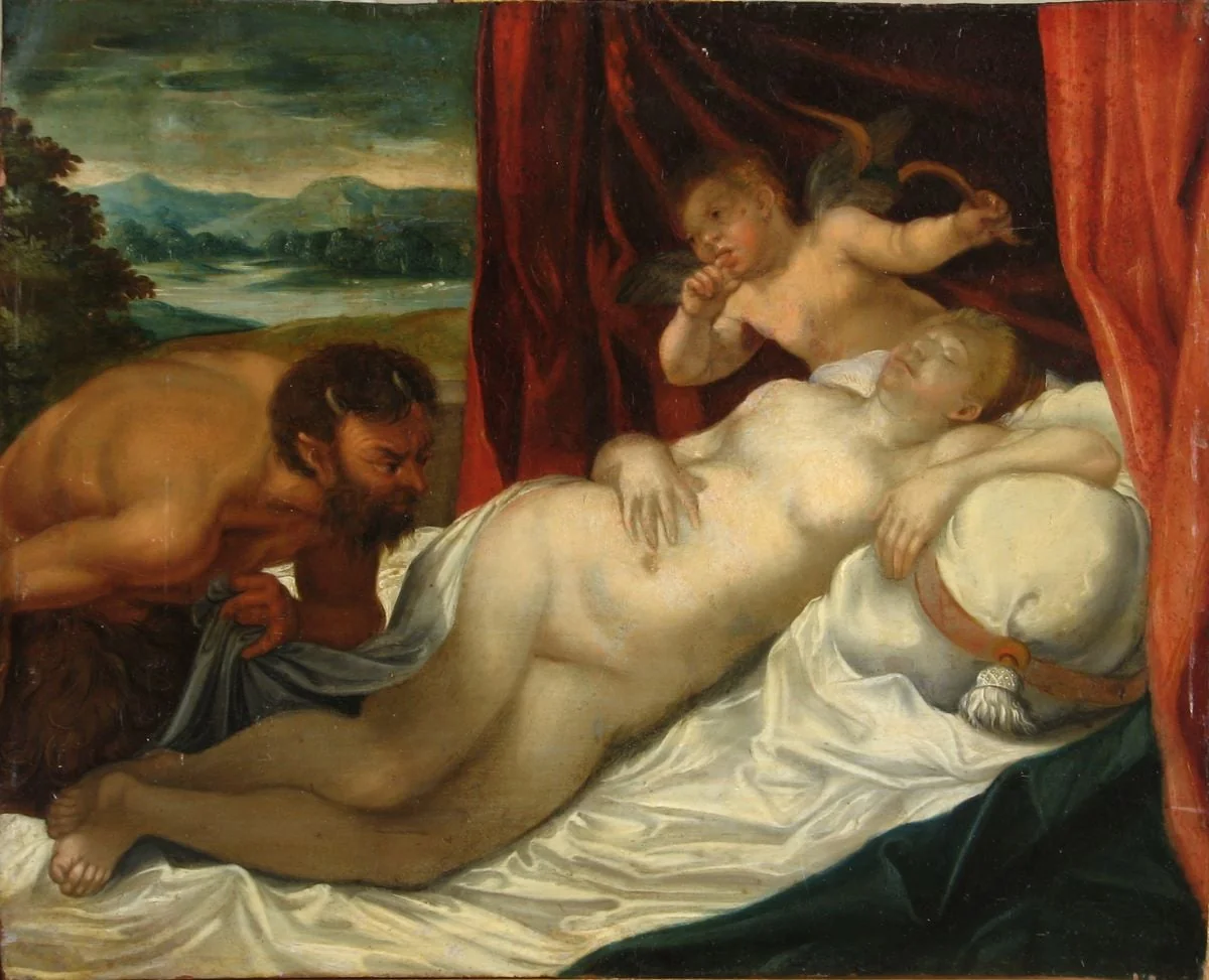 Venus dormind pândită de Pan, by anonim, unspecified, 1560