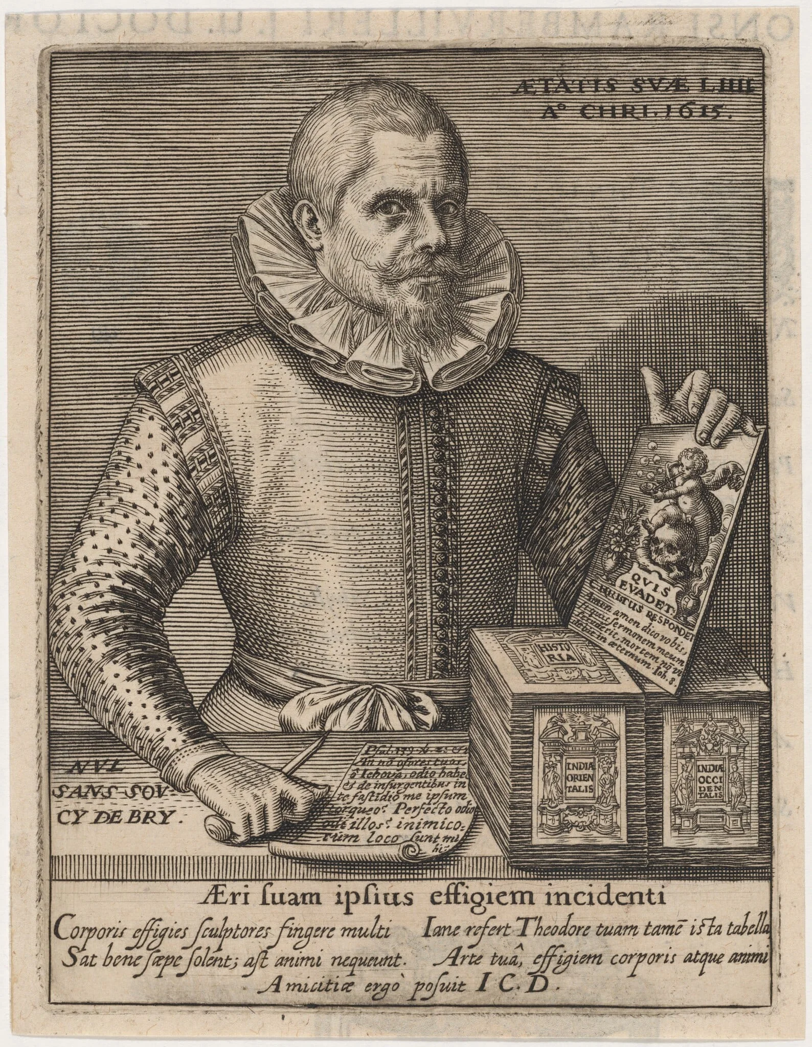 Johannes Theodorus de Bry, by Unknown 19th Century, ink, 1615