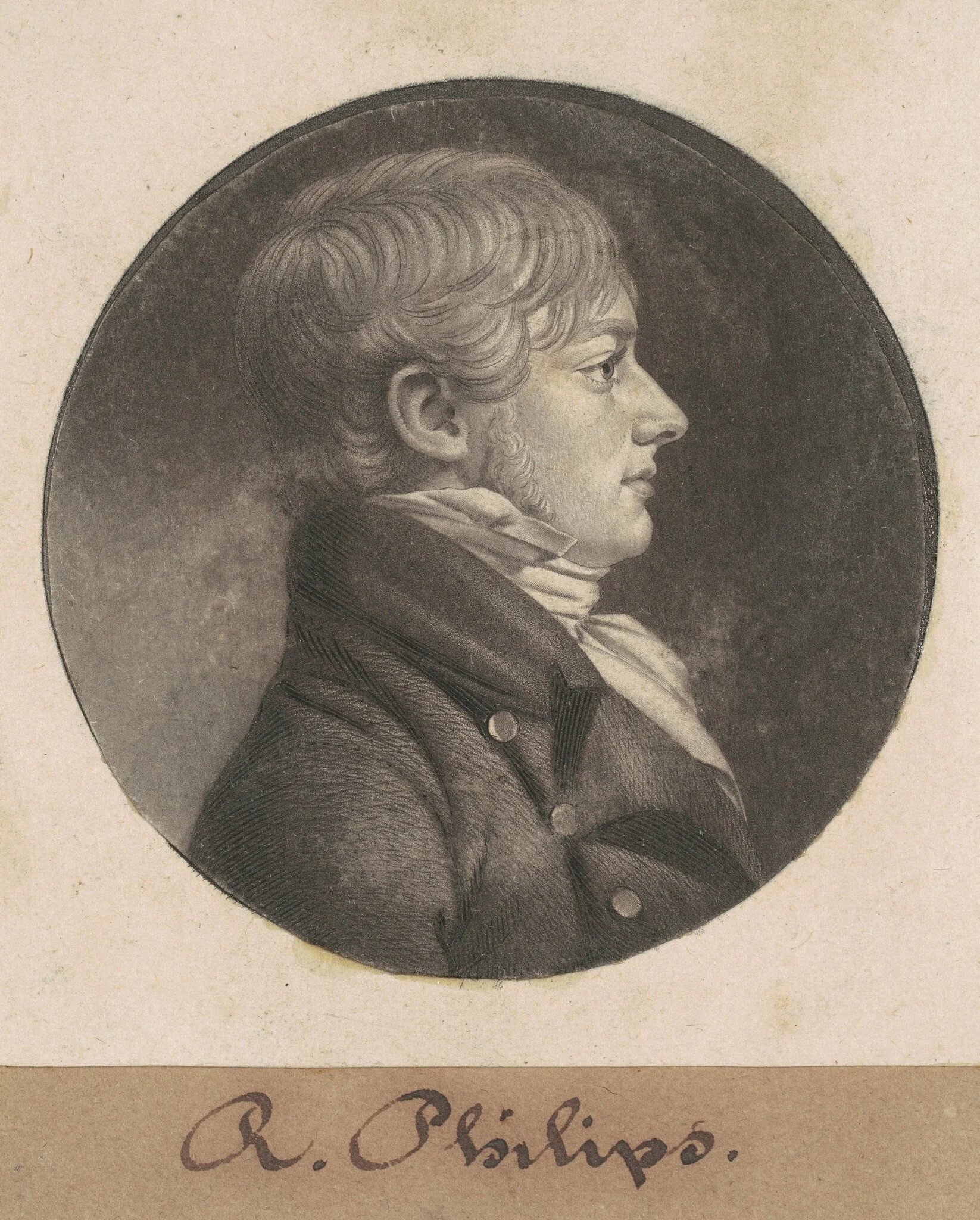 R. Philips, by Charles Balthazar Julien Févret de Saint-Mémin, ink, 1805