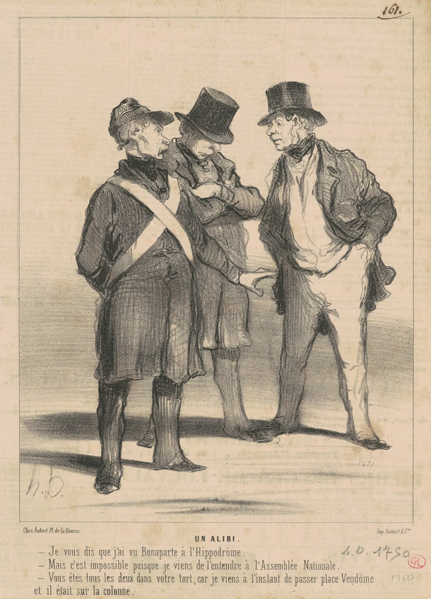 Un alibi, by Honoré Daumier, ink, 1848