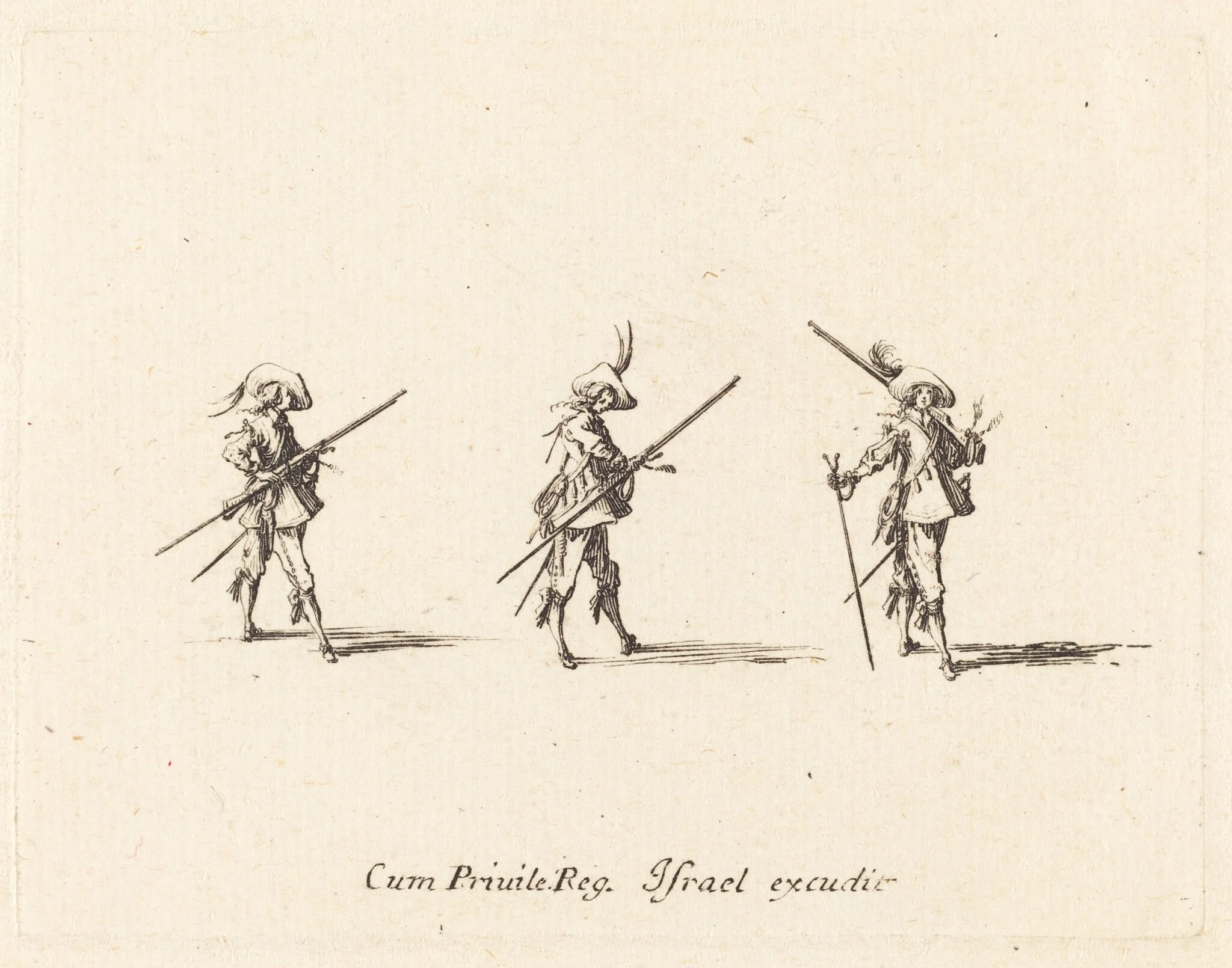 Drill with the Musket, by Jacques Callot, ink, 1634