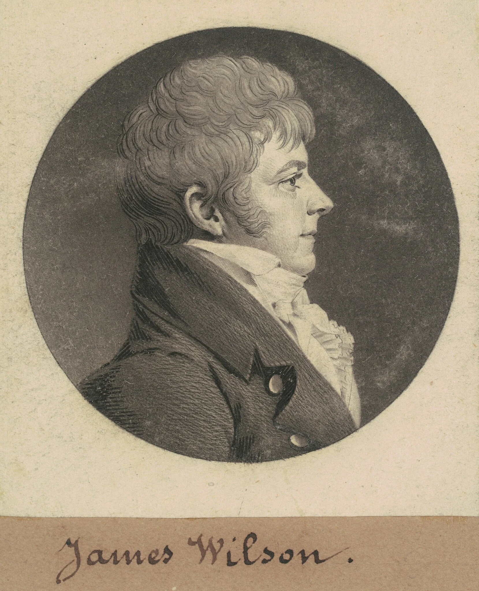 James Wilson, by Charles Balthazar Julien Févret de Saint-Mémin, ink, 1809